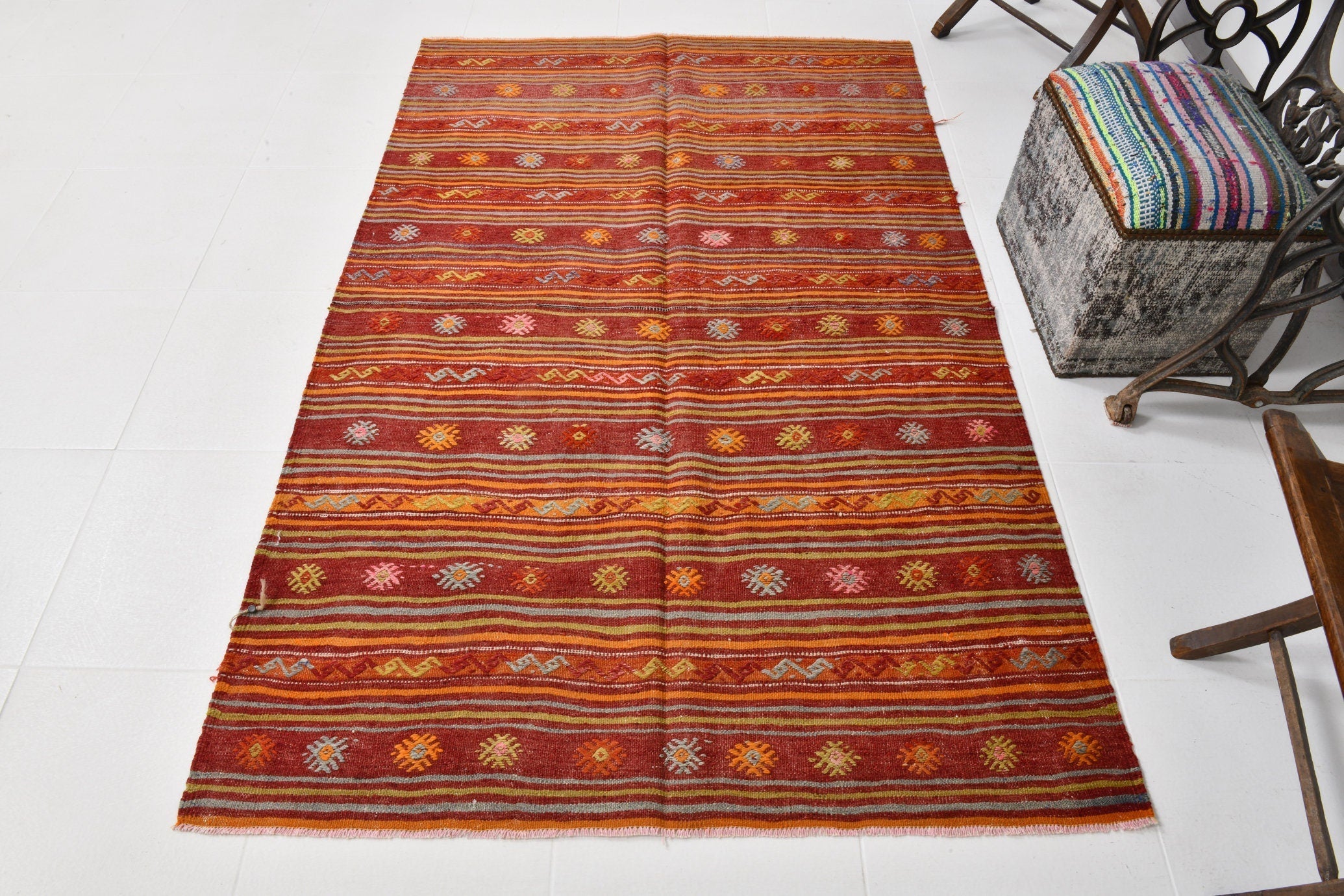 Vintage Kilim Anatolian 4'4" x 6'8" ft