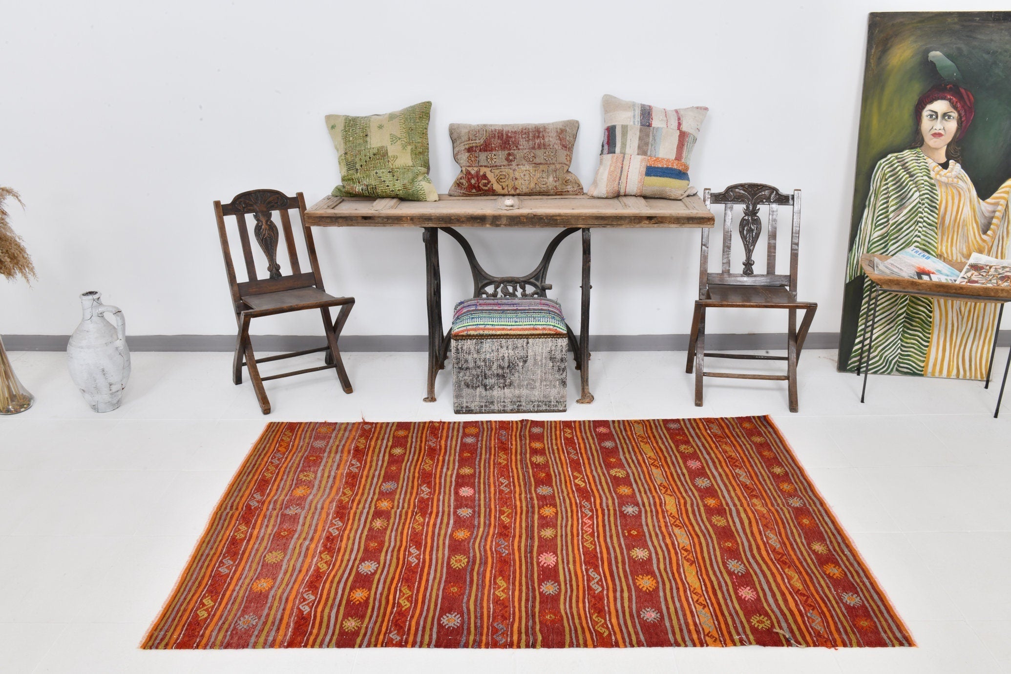 Vintage Kilim Anatolian 4'4" x 6'8" ft