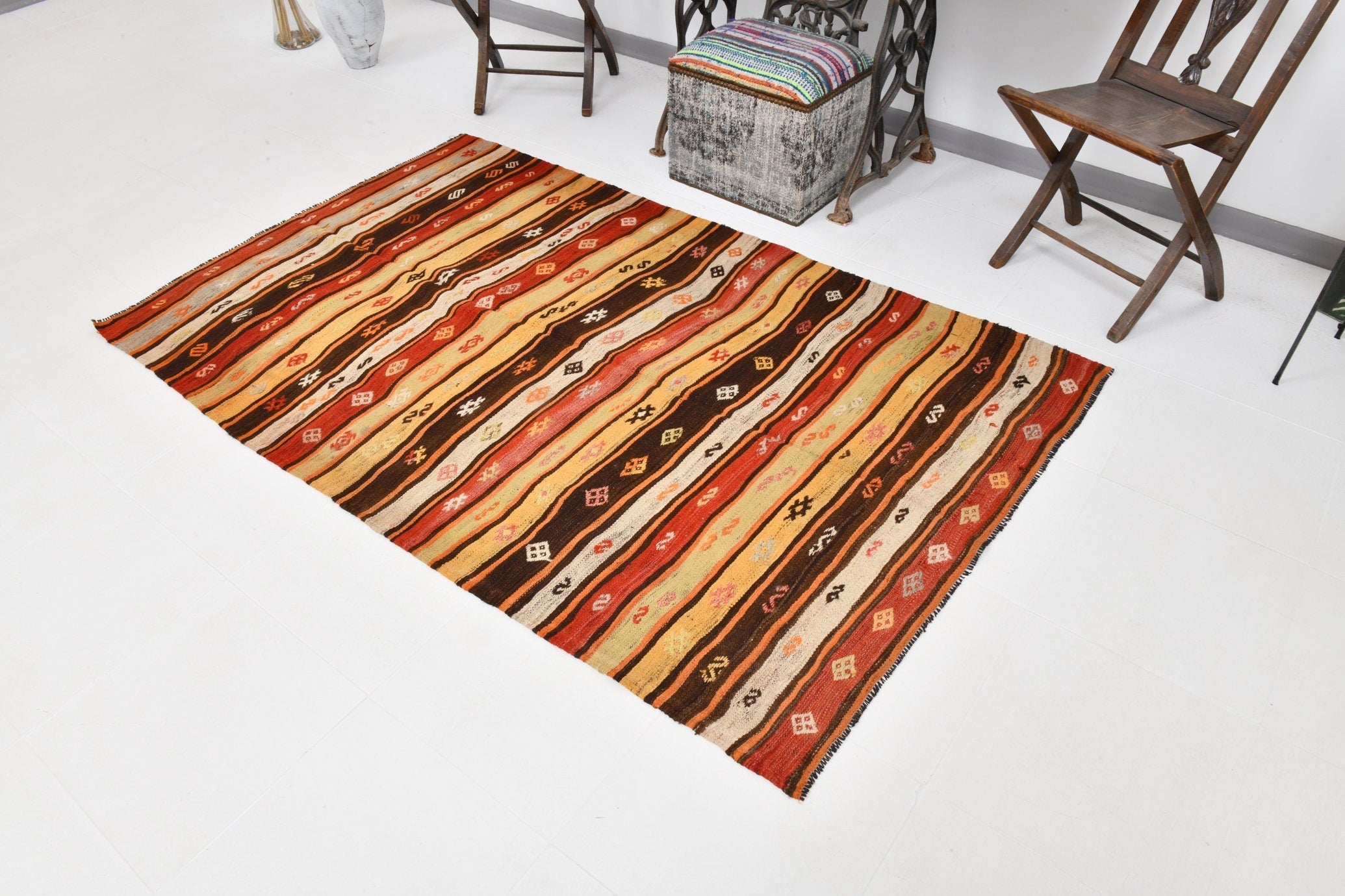Vintage Kilim Anatolian 4'4" x 6'9" ft
