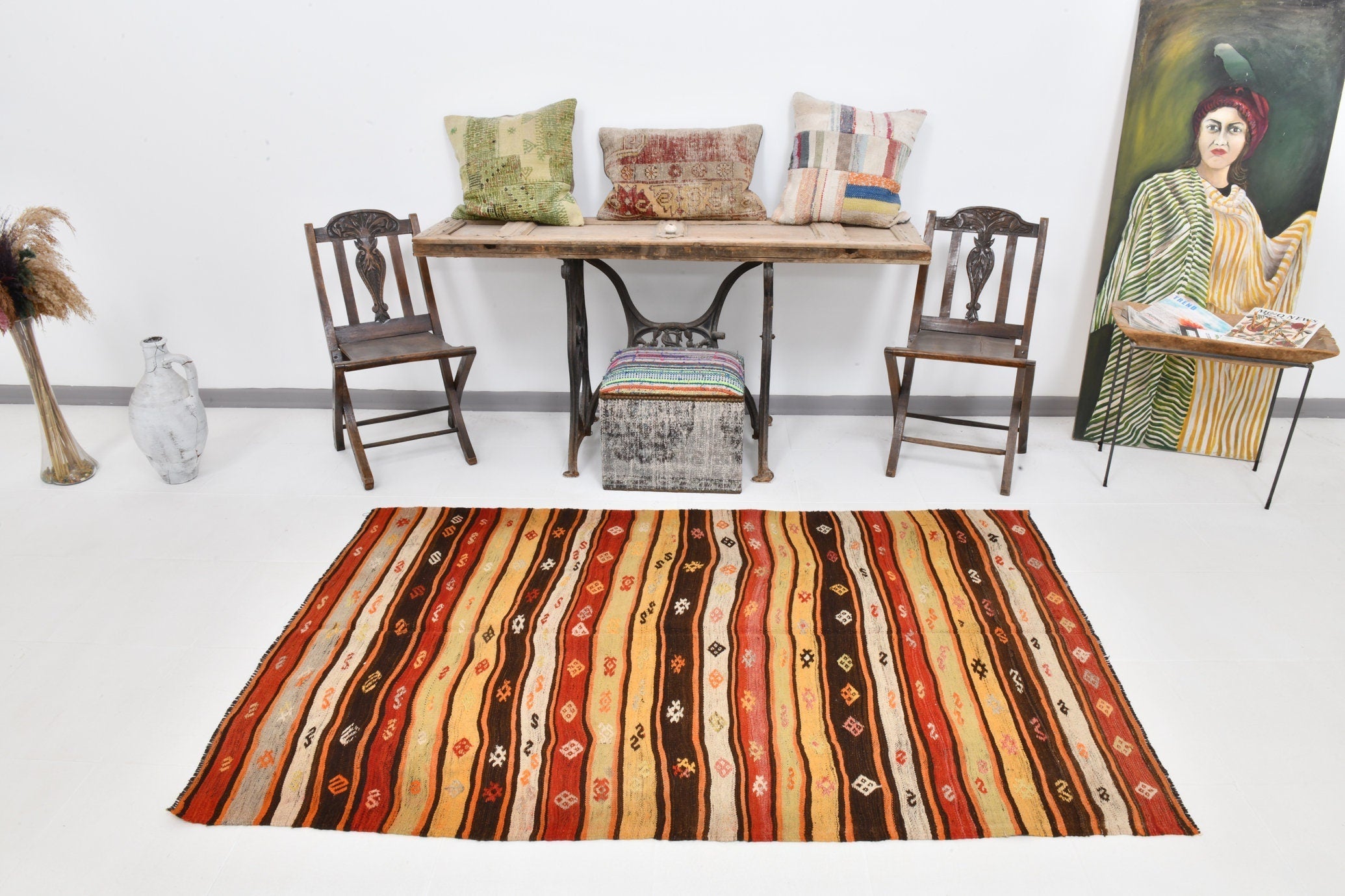 Vintage Kilim Anatolian 4'4" x 6'9" ft