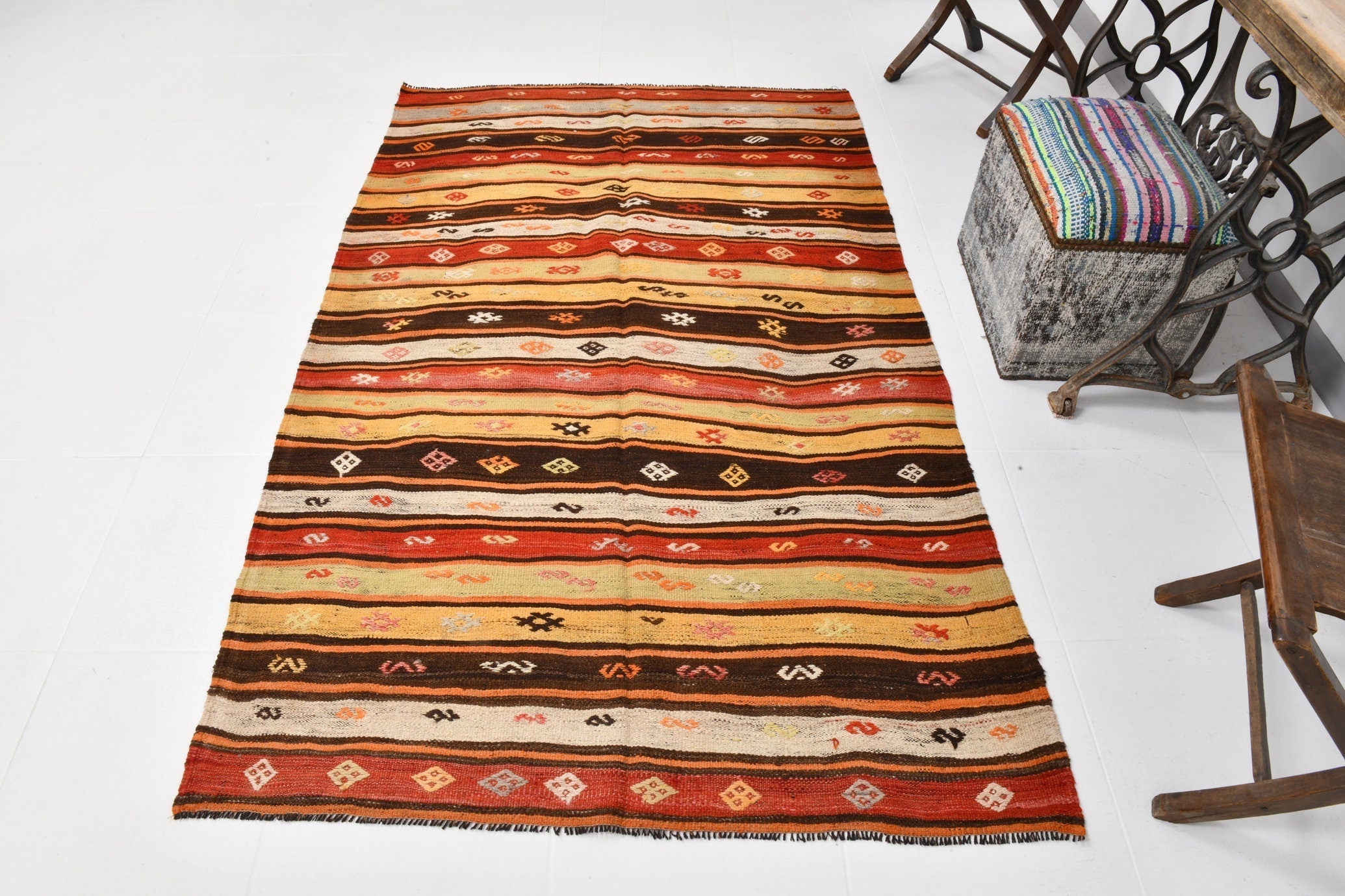 Vintage Kilim Anatolian 4'4" x 6'9" ft
