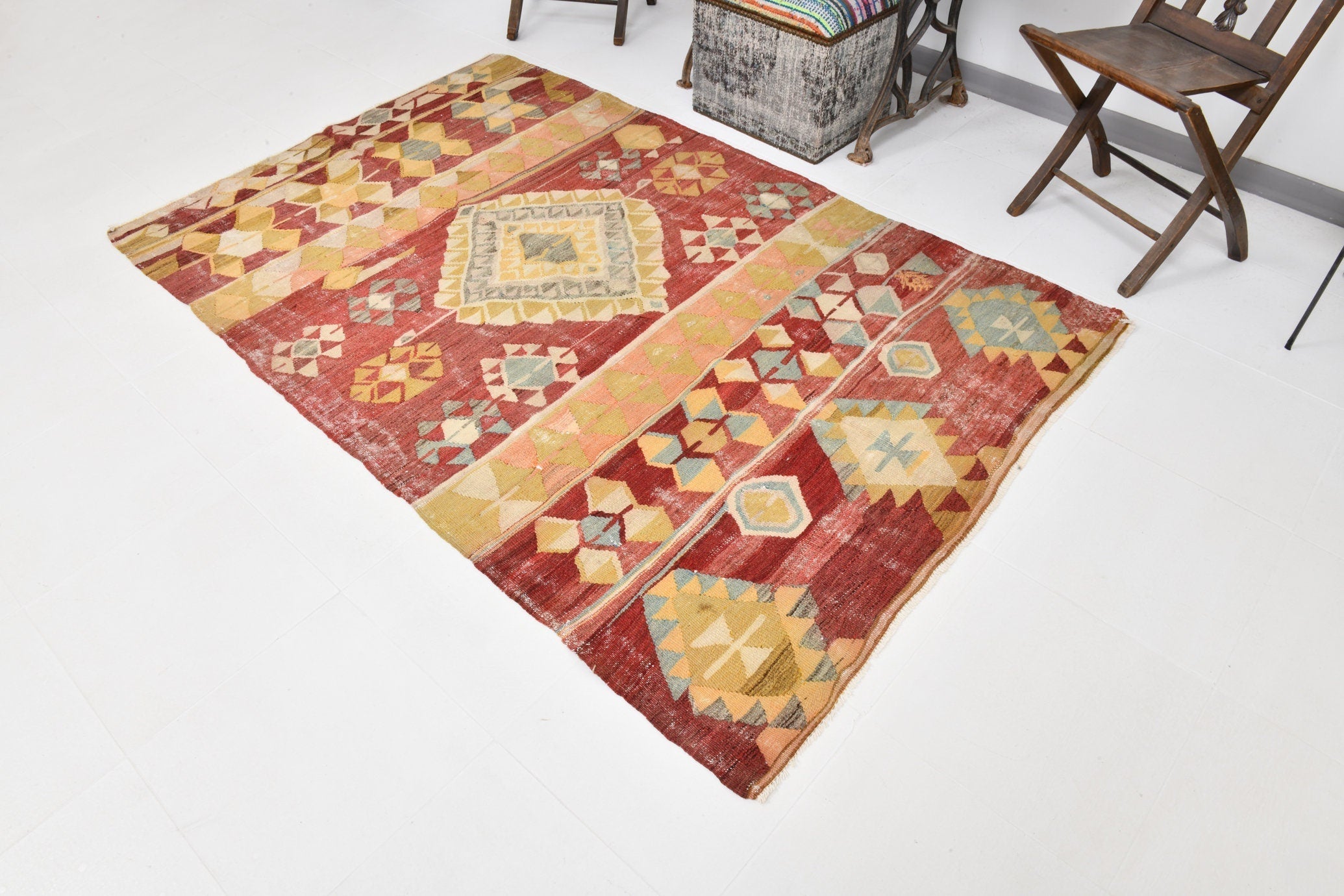 Vintage Kilim Anatolian 4’5’’ x 6’11’’ ft