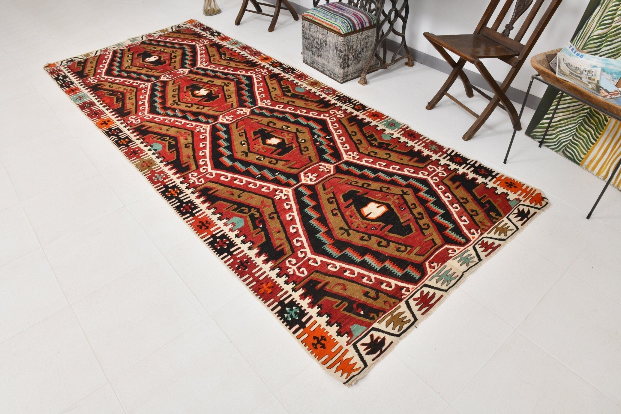 Vintage Kilim Anatolian 4'6" x 11'4" ft