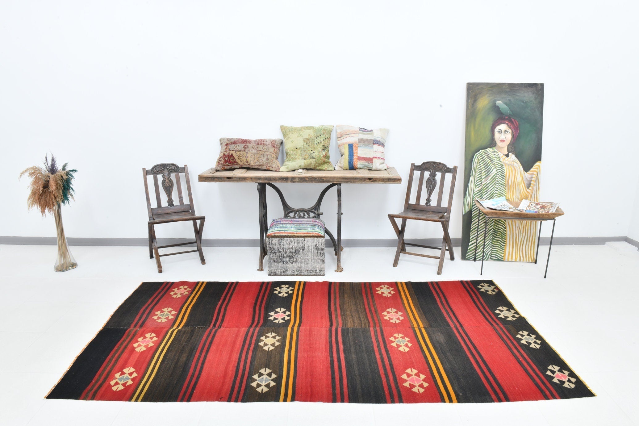 Vintage Kilim Anatolian 4'6" x 5'10" ft
