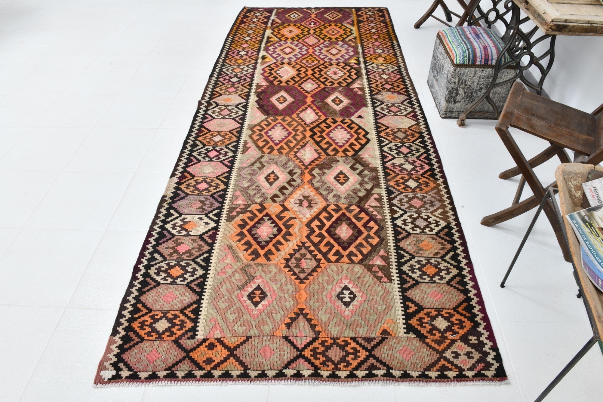 Vintage Kilim Anatolian 4'7" x 11'7" ft