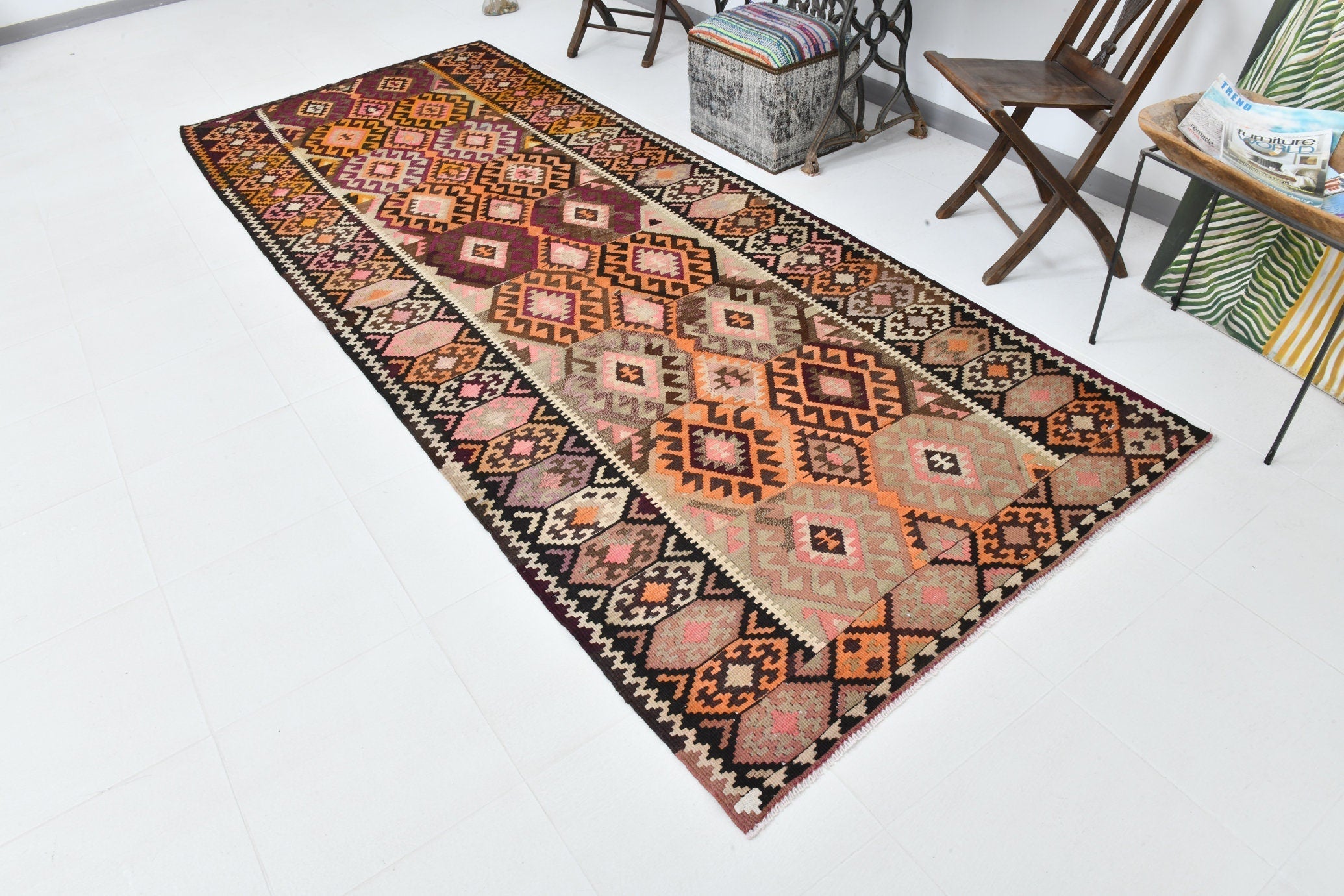Vintage Kilim Anatolian 4'7" x 11'7" ft