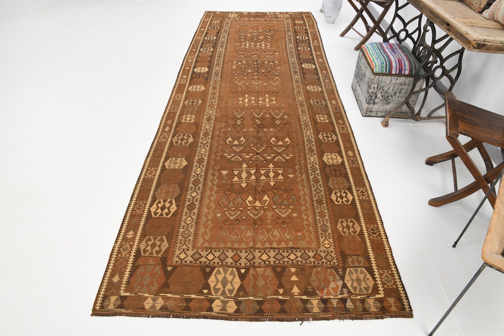 Vintage Kilim Anatolian 4'7" x 12'11" ft