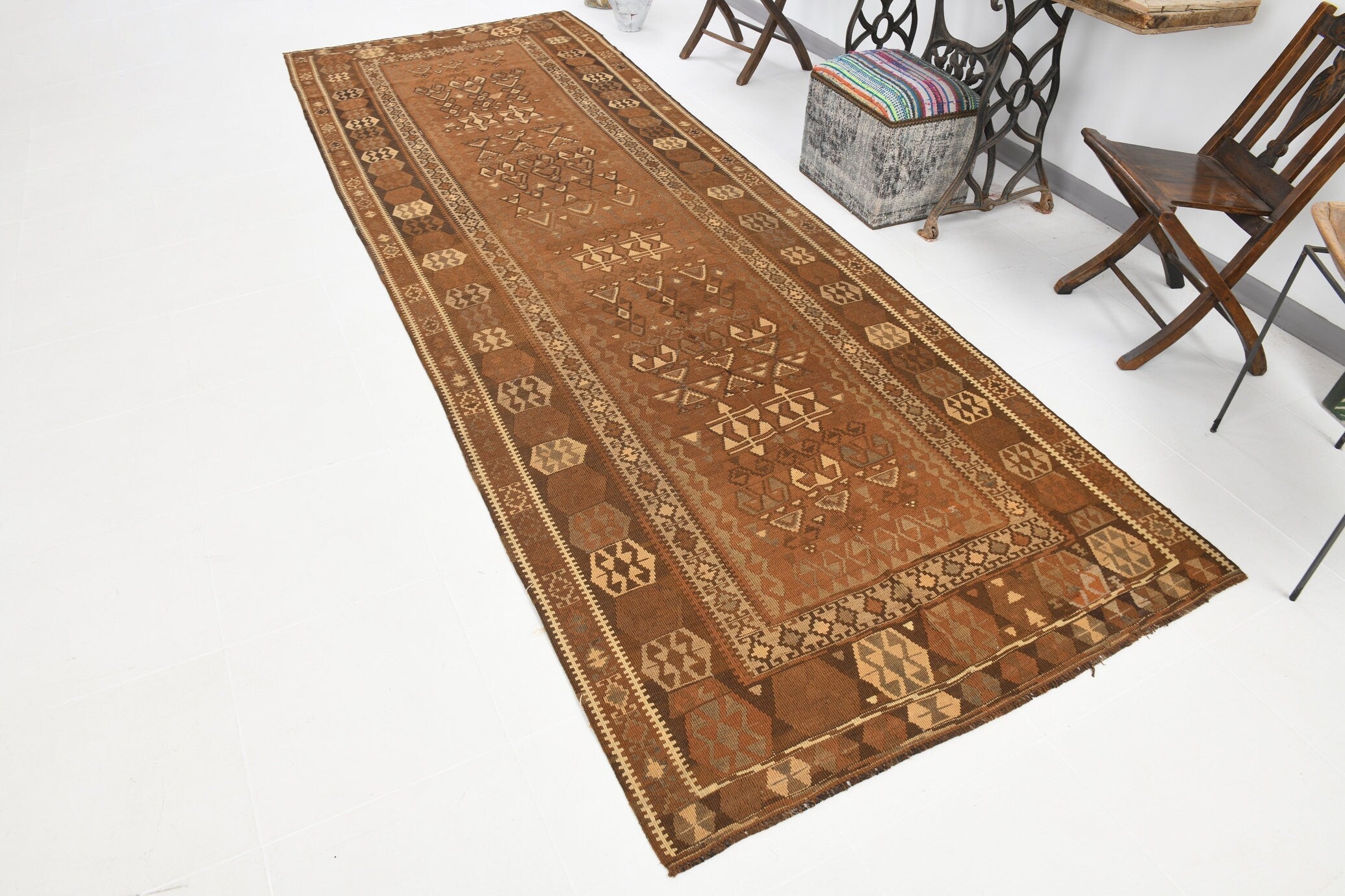 Vintage Kilim Anatolian 4'7" x 12'11" ft