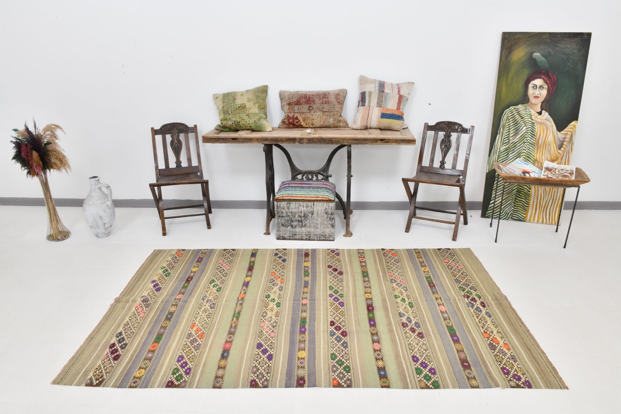 Vintage Kilim Anatolian 4'7" x 7'11" ft