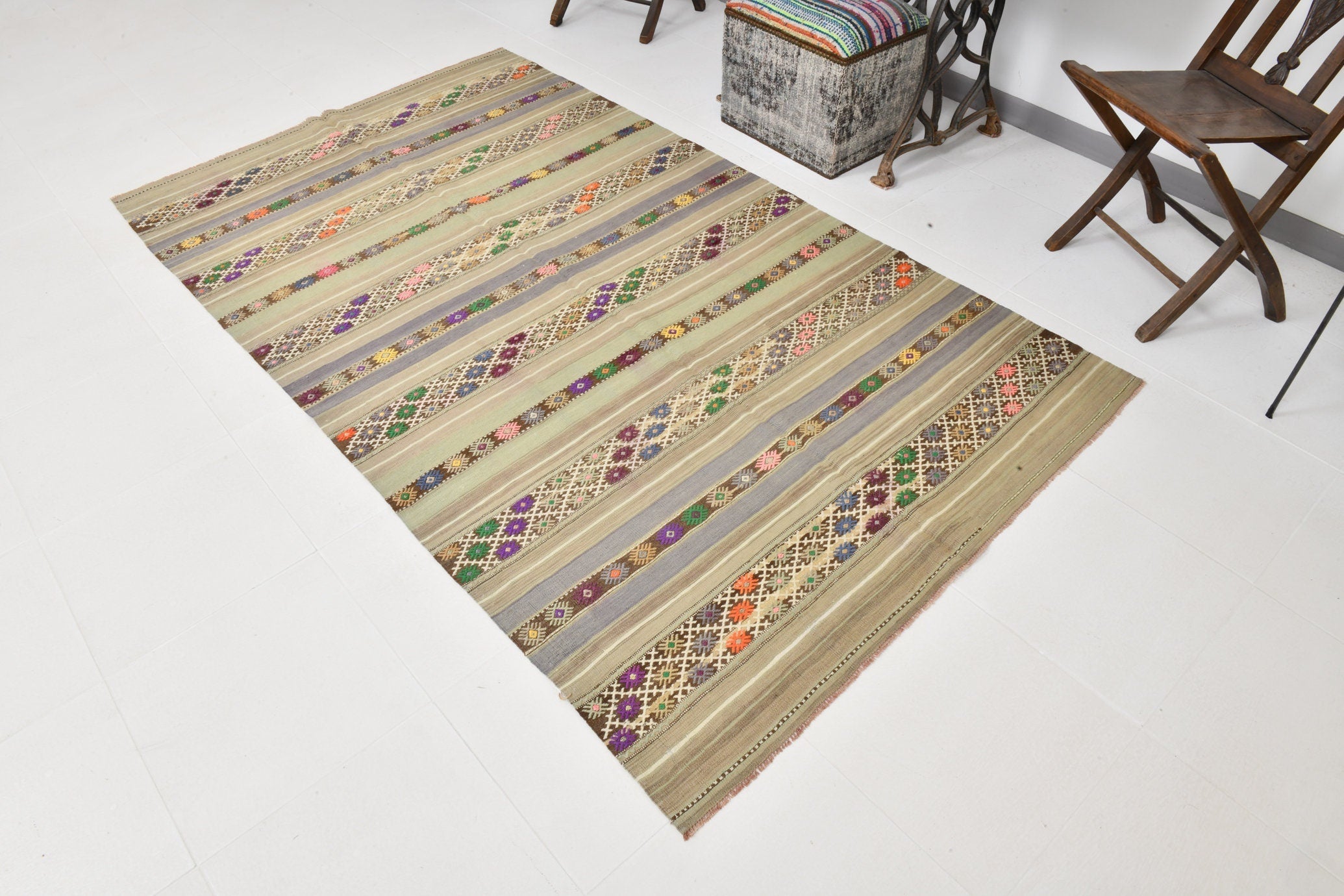 Vintage Kilim Anatolian 4'7" x 7'11" ft
