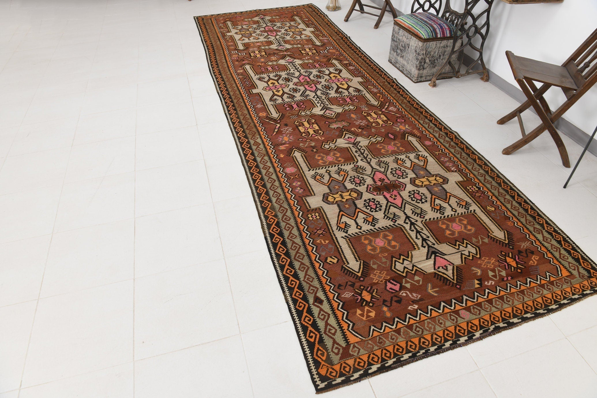 Vintage Kilim Anatolian 4'8" x 14'2" ft