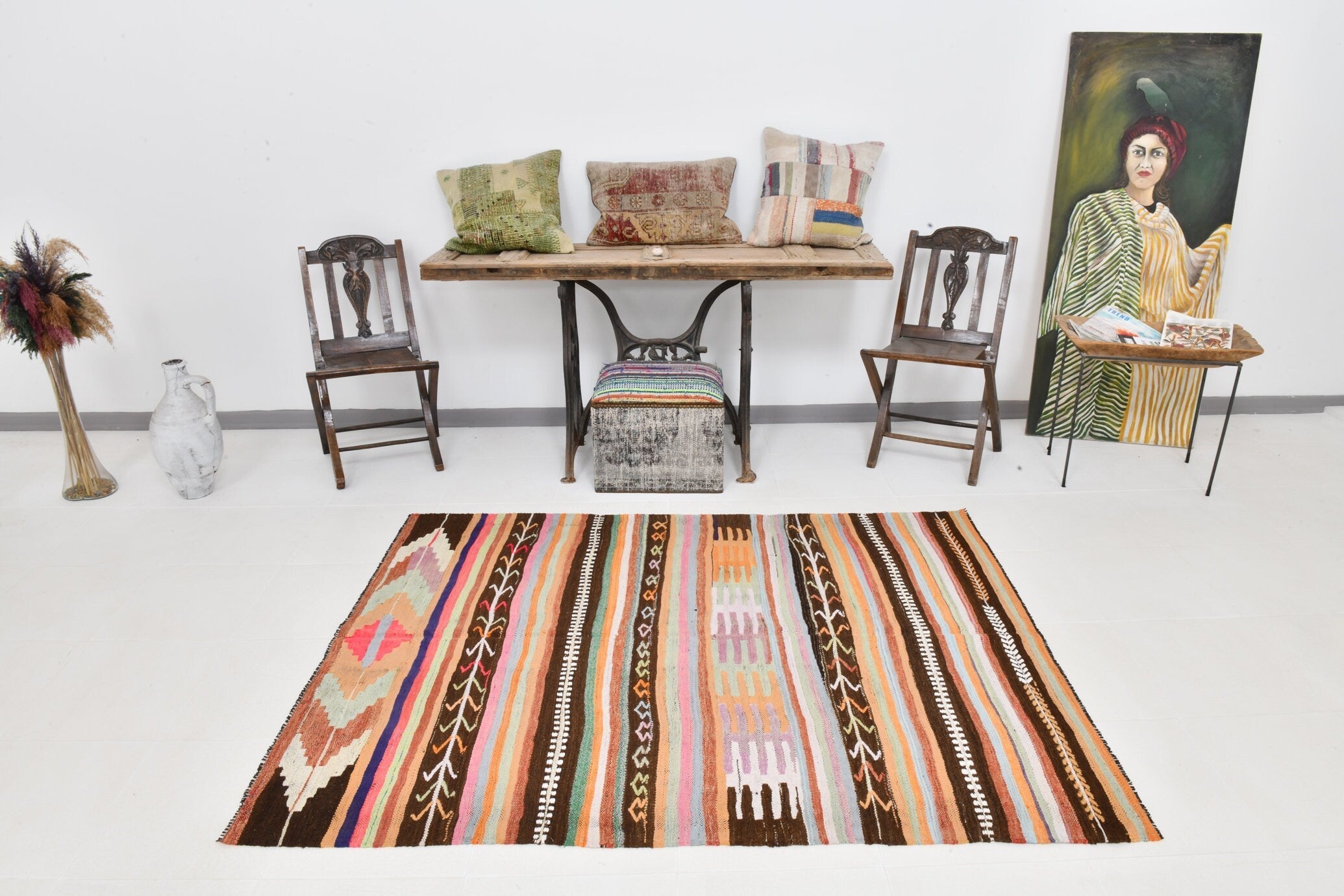 Vintage Kilim Anatolian 4'8" x 6'3" ft