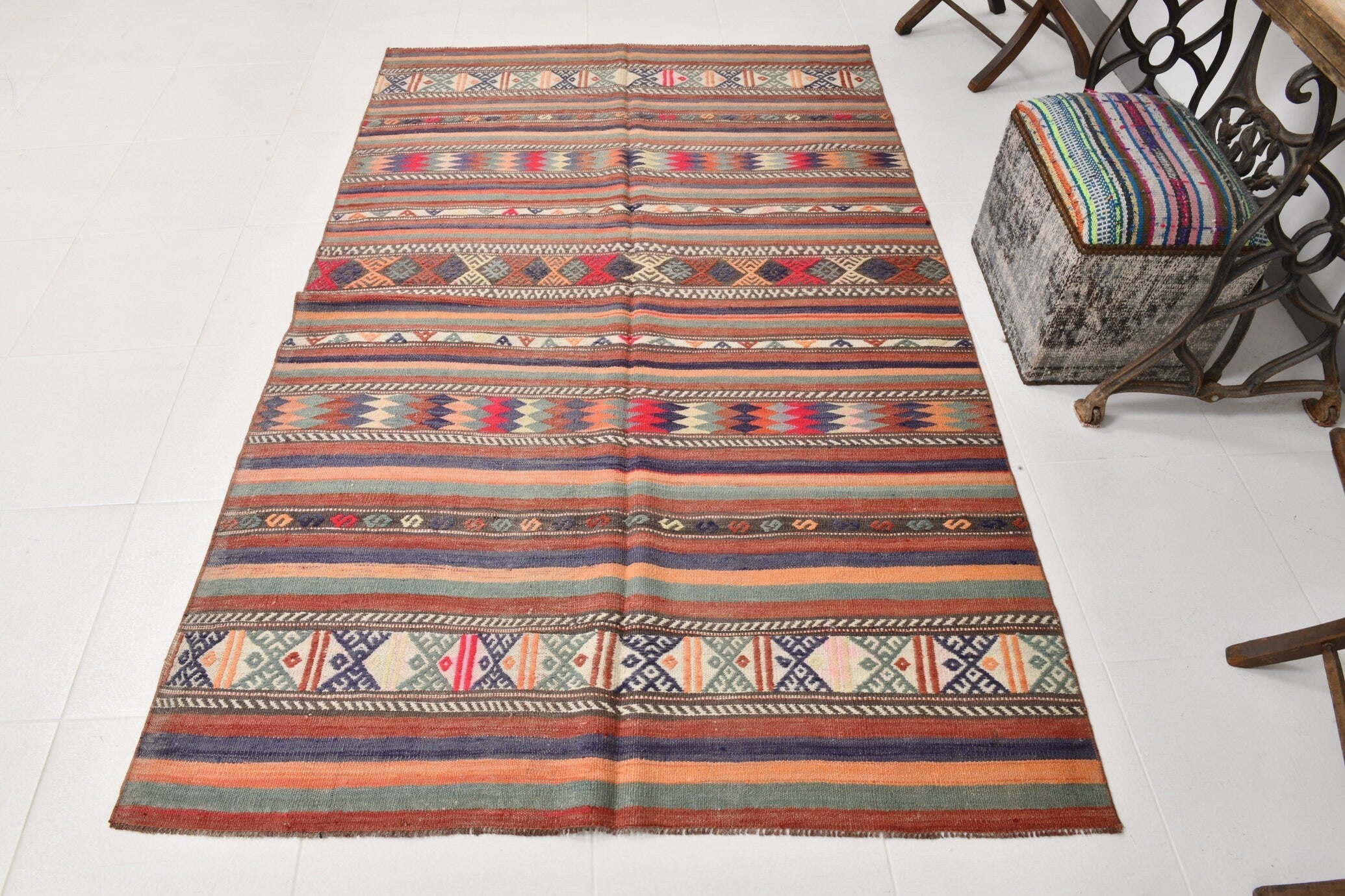 Vintage Kilim Anatolian 4’8’’ x 7’5’’ ft