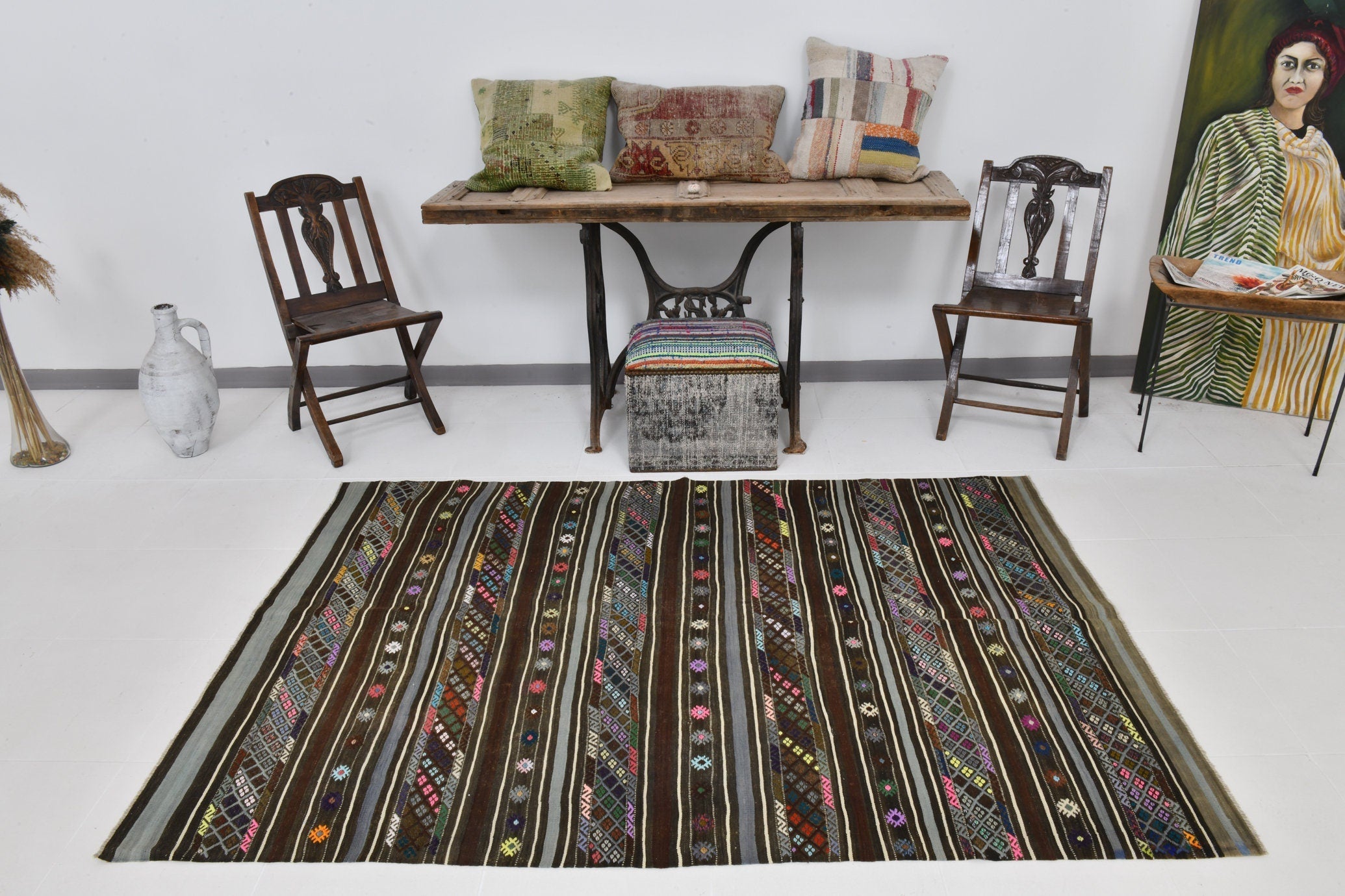 Vintage Kilim Anatolian 4'9" x 7'0" ft