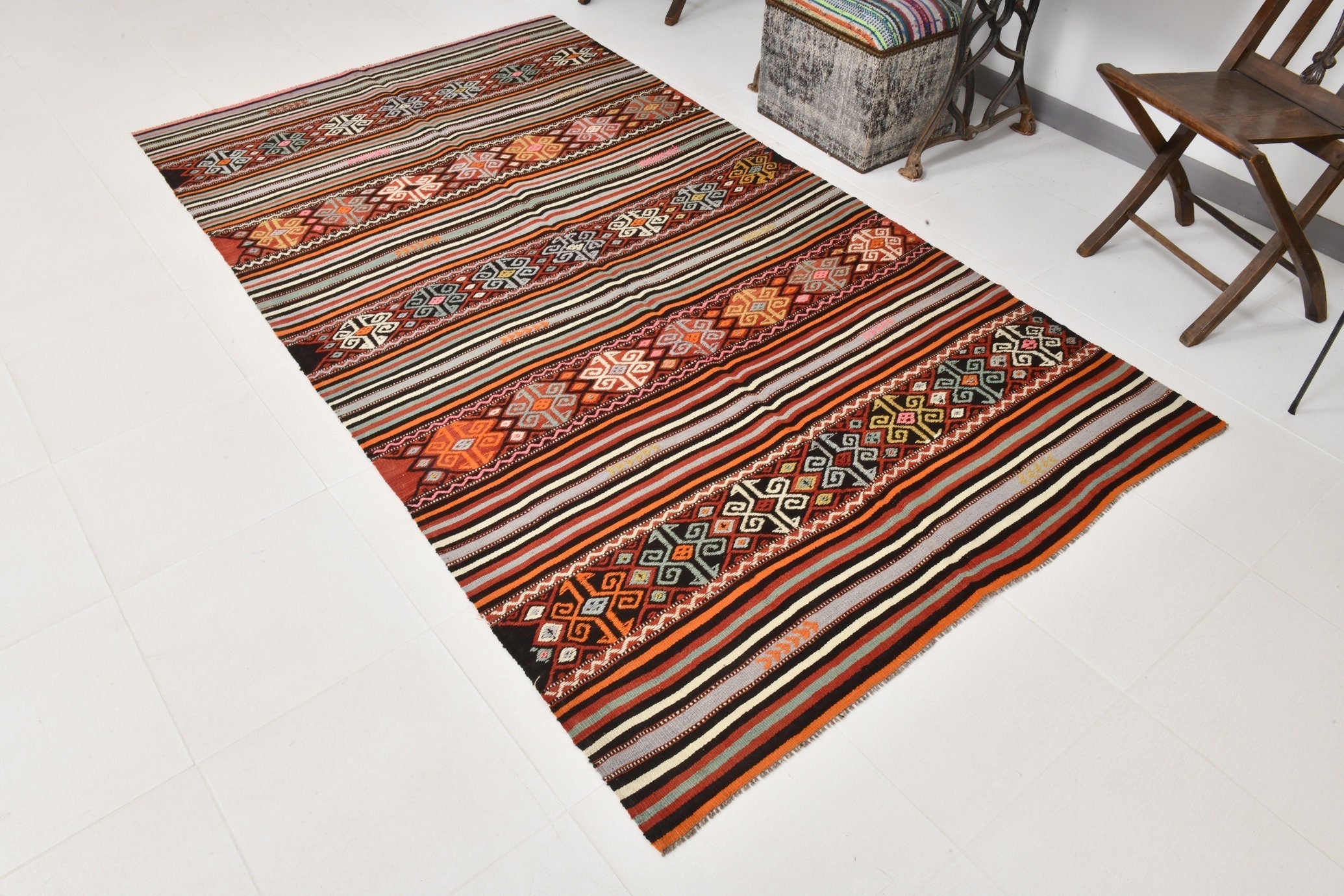 Vintage Kilim Anatolian 4’9’’ x 8’8’’ ft