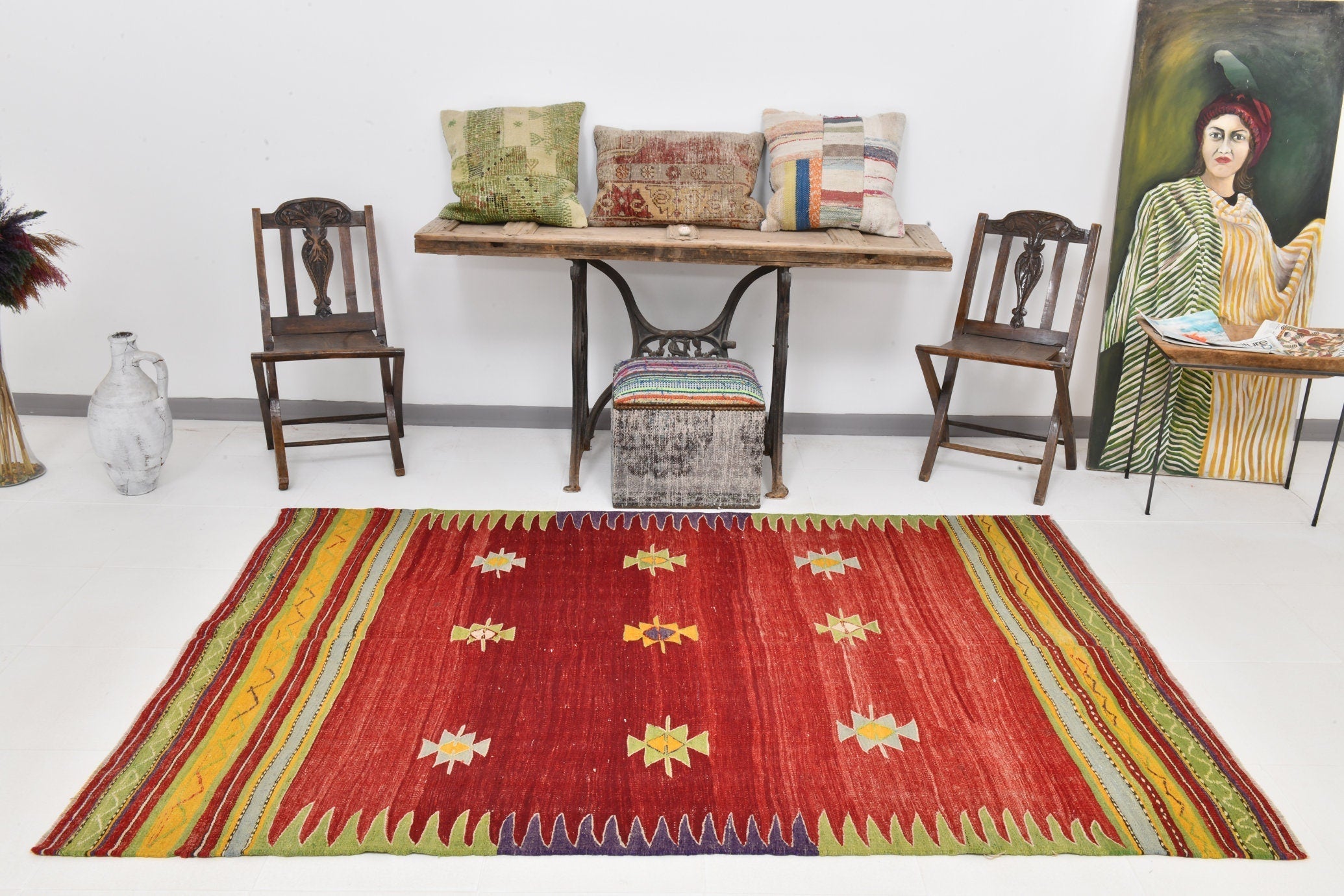 Vintage Kilim Anatolian 5’0’’ x 7’9’’ ft