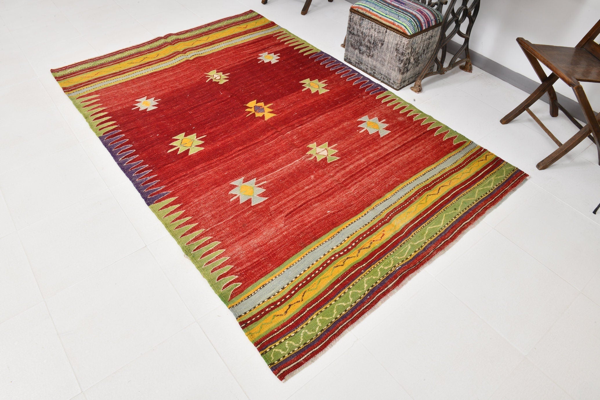 Vintage Kilim Anatolian 5’0’’ x 7’9’’ ft