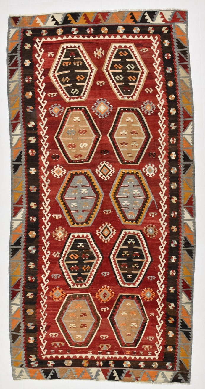 Vintage Kilim Anatolian 5’1’’ x 10’2’’ ft