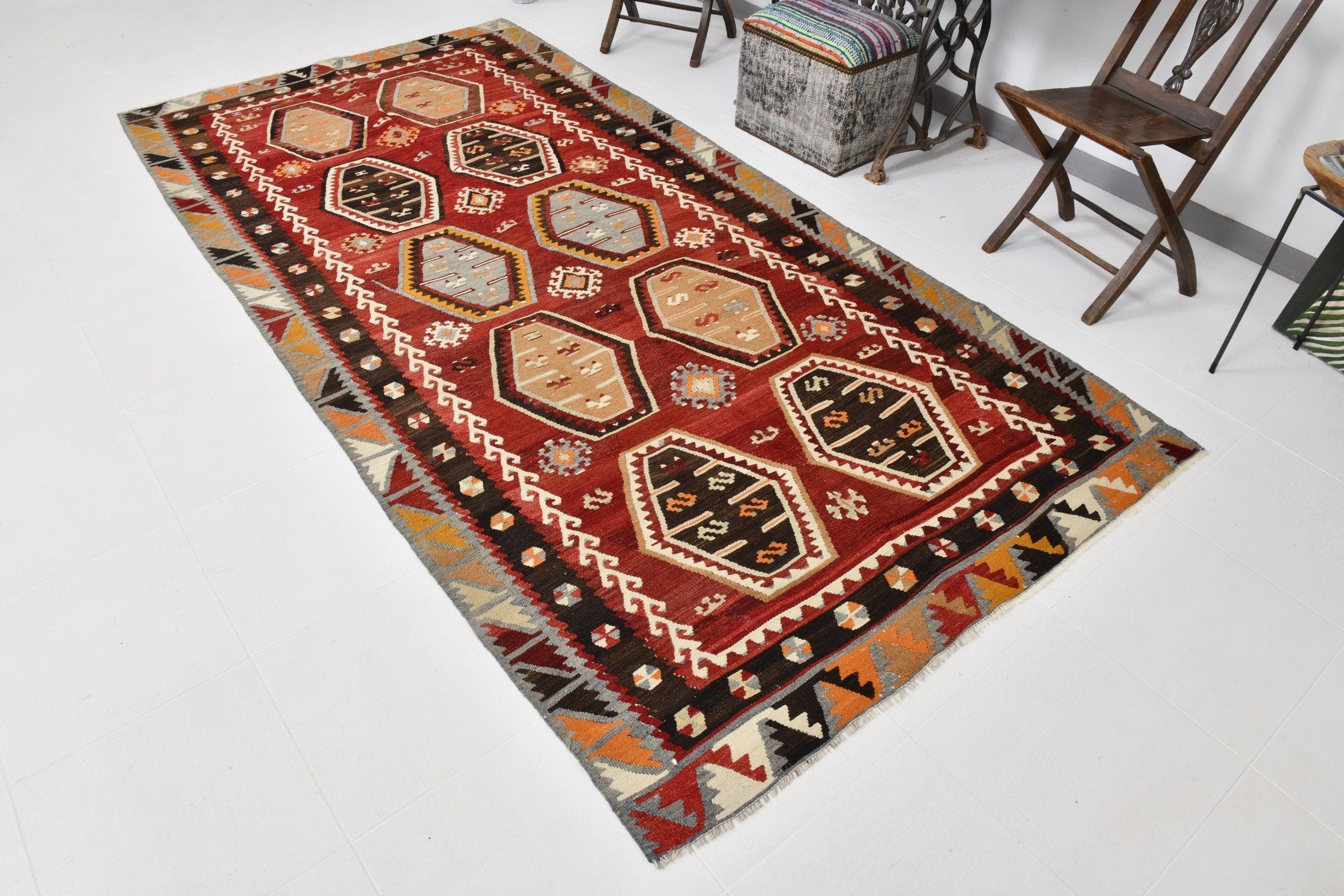 Vintage Kilim Anatolian 5’1’’ x 10’2’’ ft