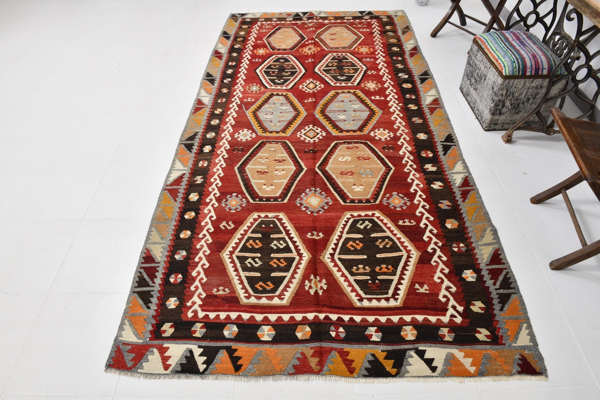 Vintage Kilim Anatolian 5’1’’ x 10’2’’ ft