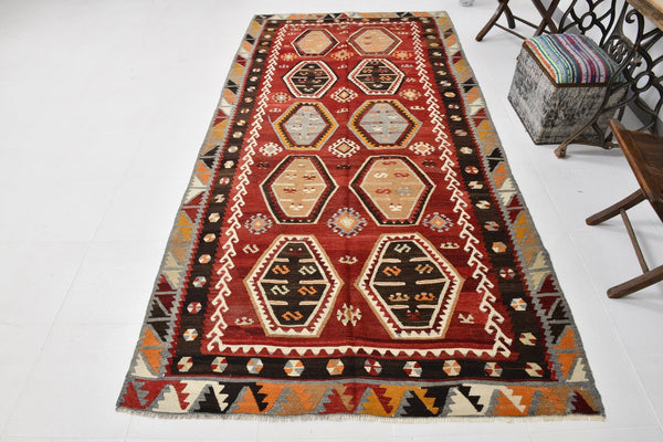 Vintage Kilim Anatolian 5’1’’ x 10’2’’ ft