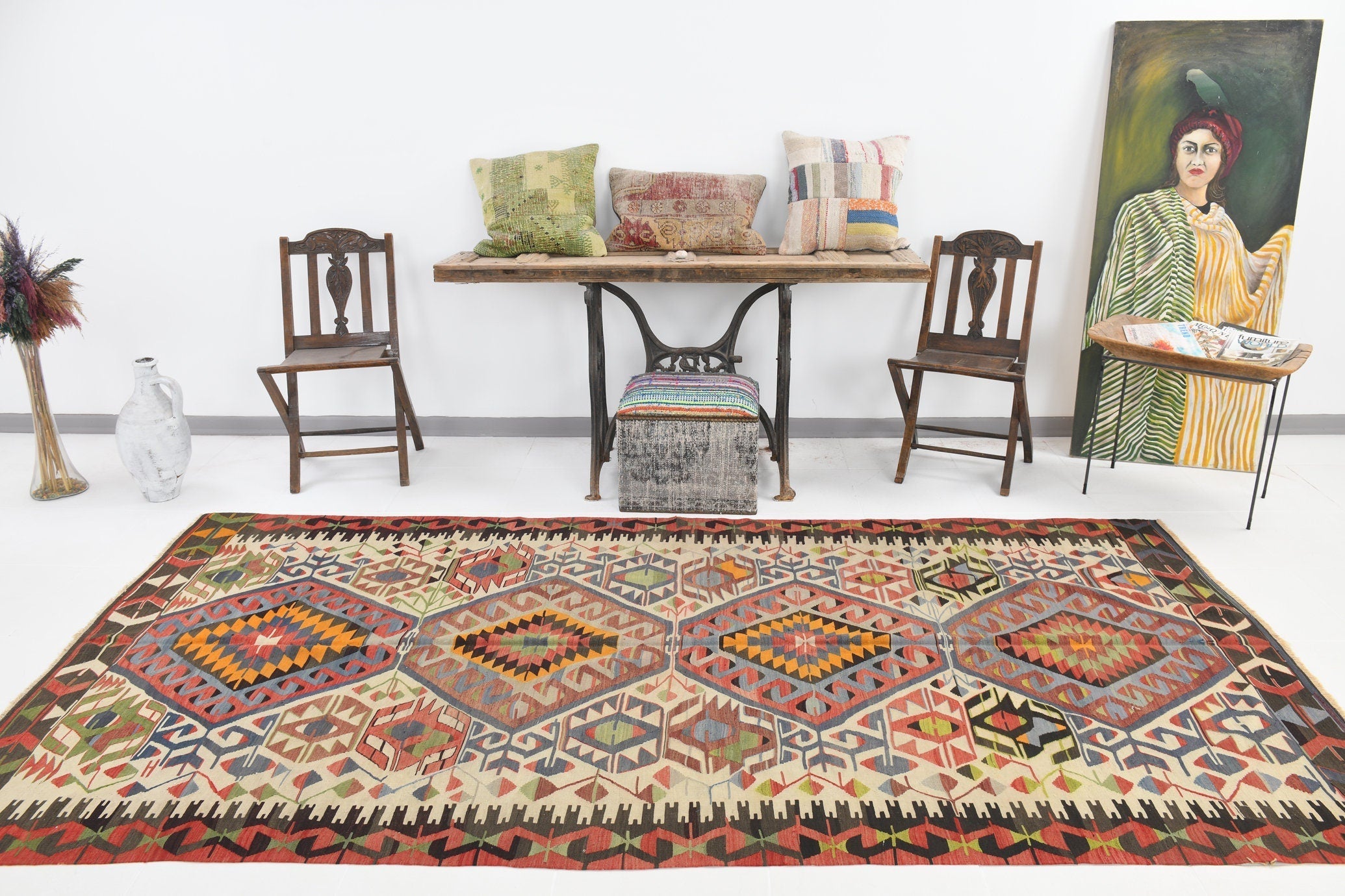 Vintage Kilim Anatolian 5’1’’ x 10’4’’ ft