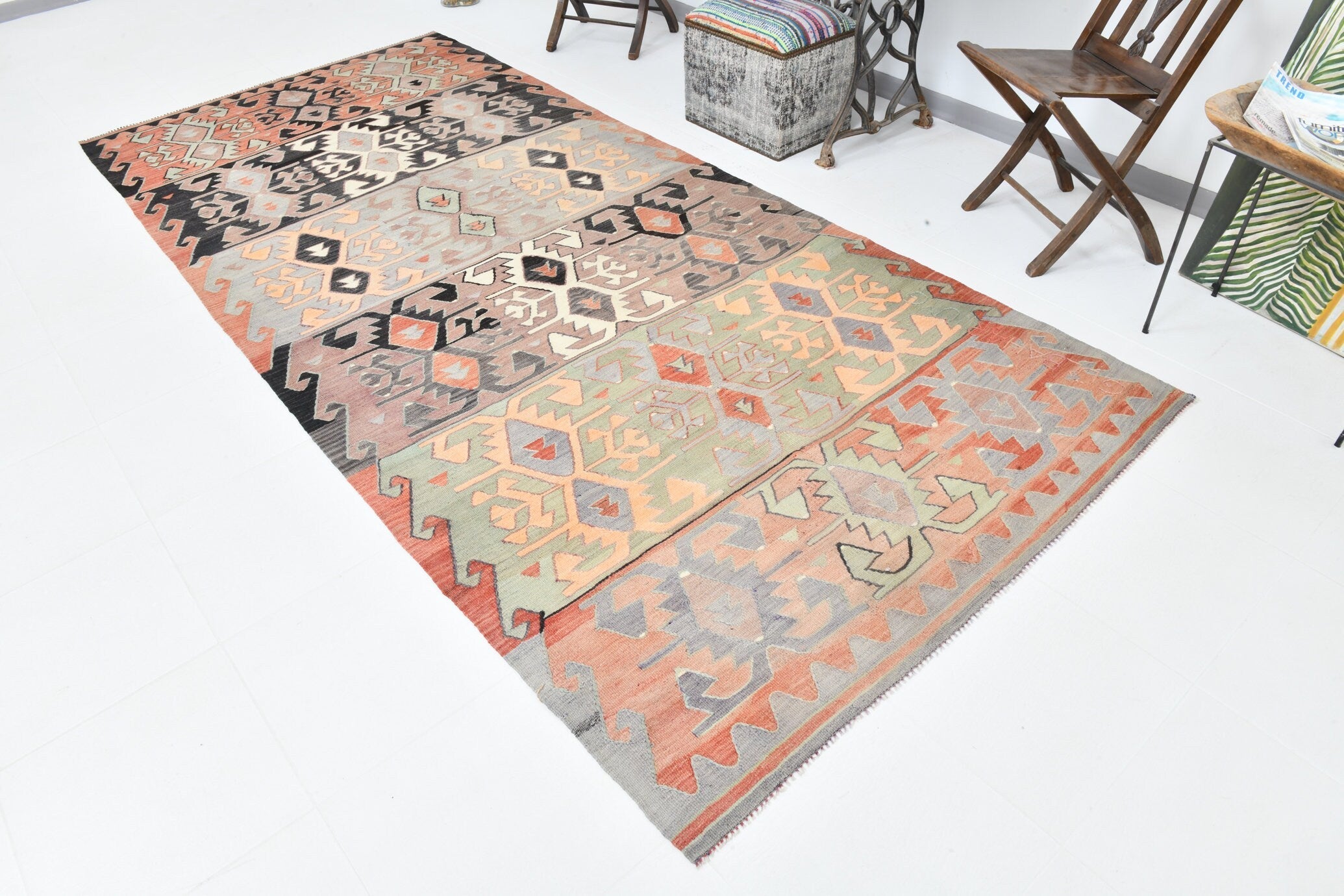 Vintage Kilim Anatolian 5'1" x 11'5" ft