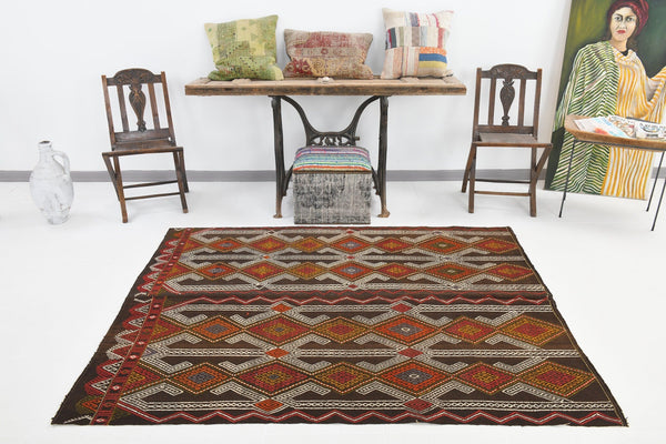 Vintage Kilim Anatolian 5'1" x 6'7" ft