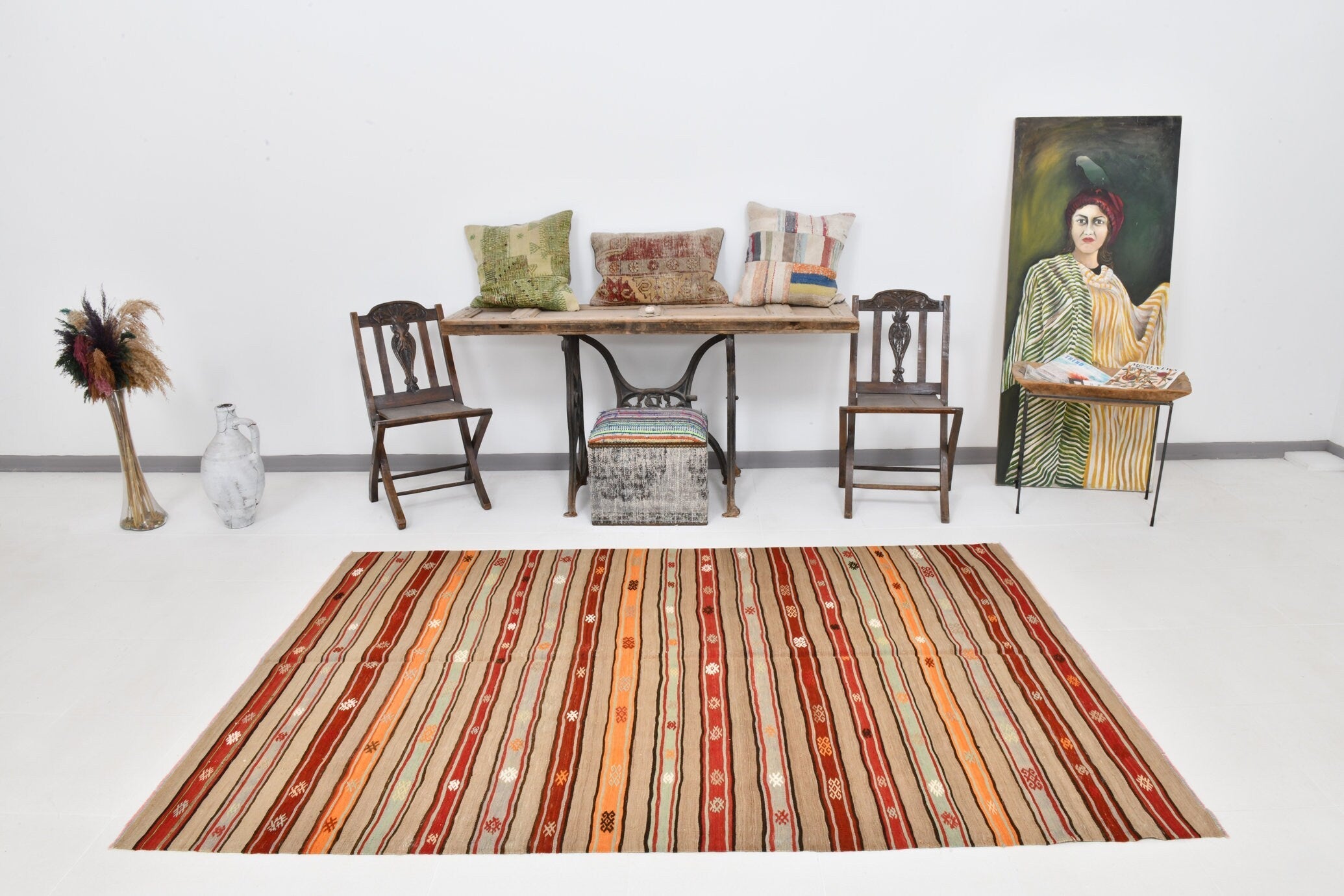 Vintage Kilim Anatolian 5’1’’ x 8’1’’ ft