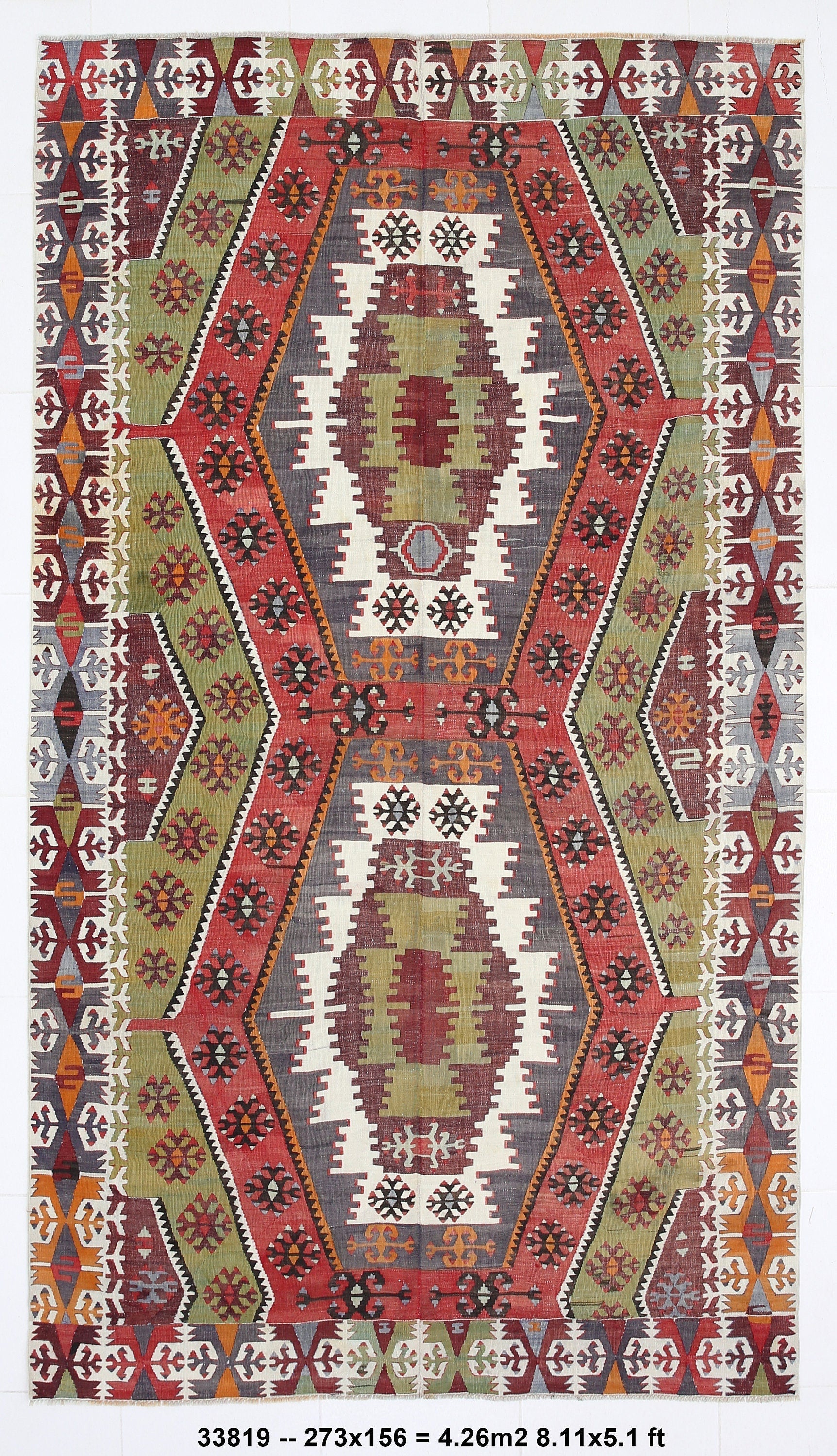 Vintage Kilim Anatolian 5'1" x 8'11" ft