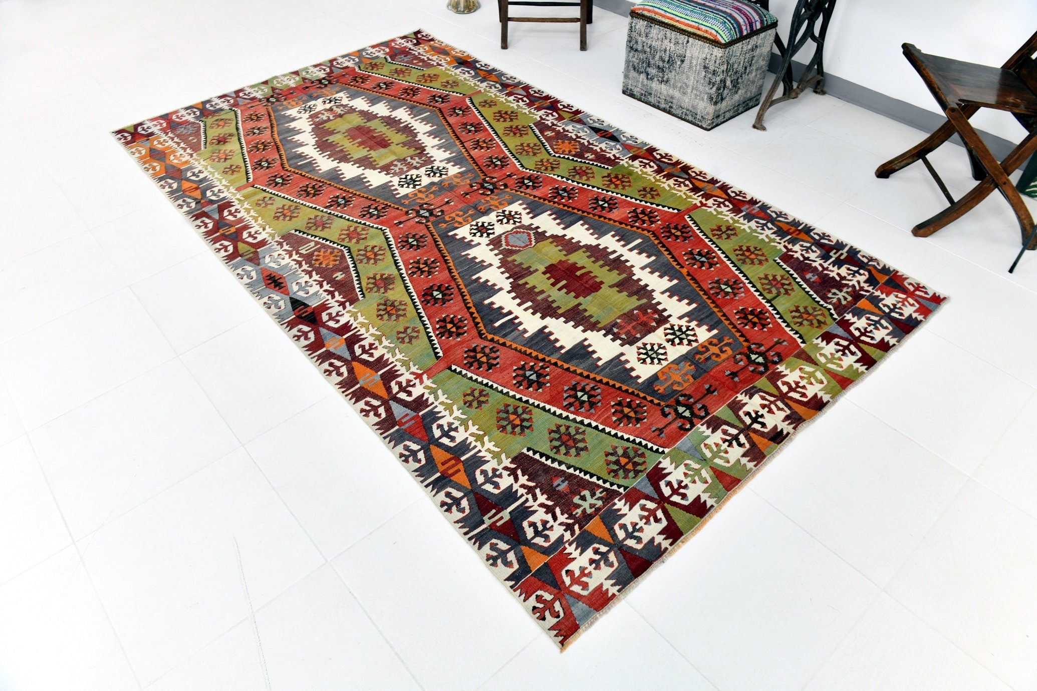 Vintage Kilim Anatolian 5'1" x 8'11" ft