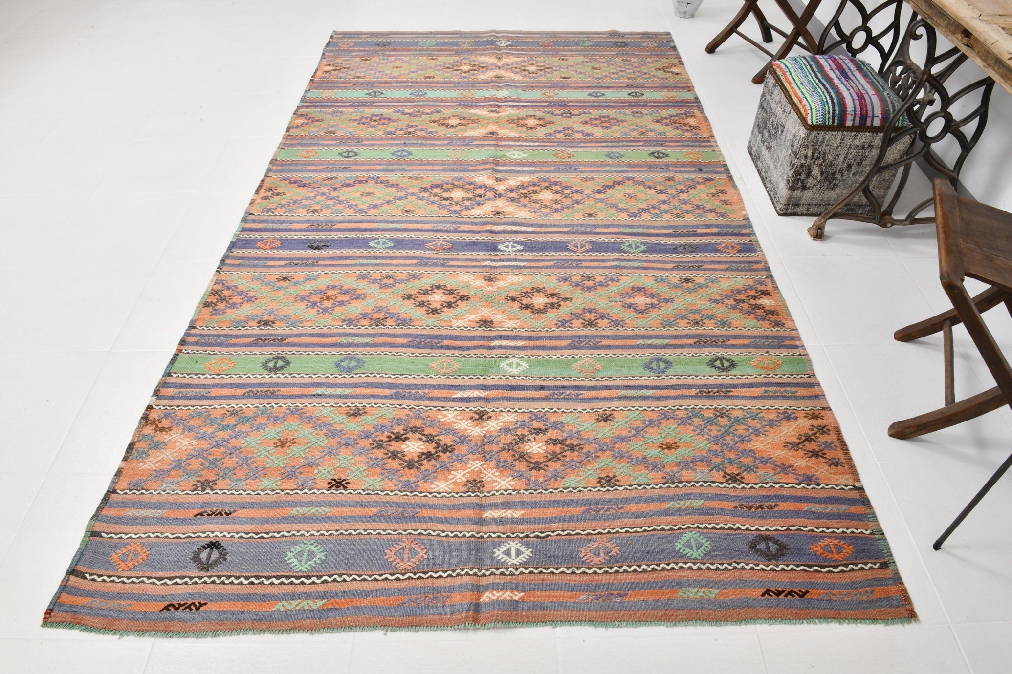 Vintage Kilim Anatolian 5'10" x 10'3" ft