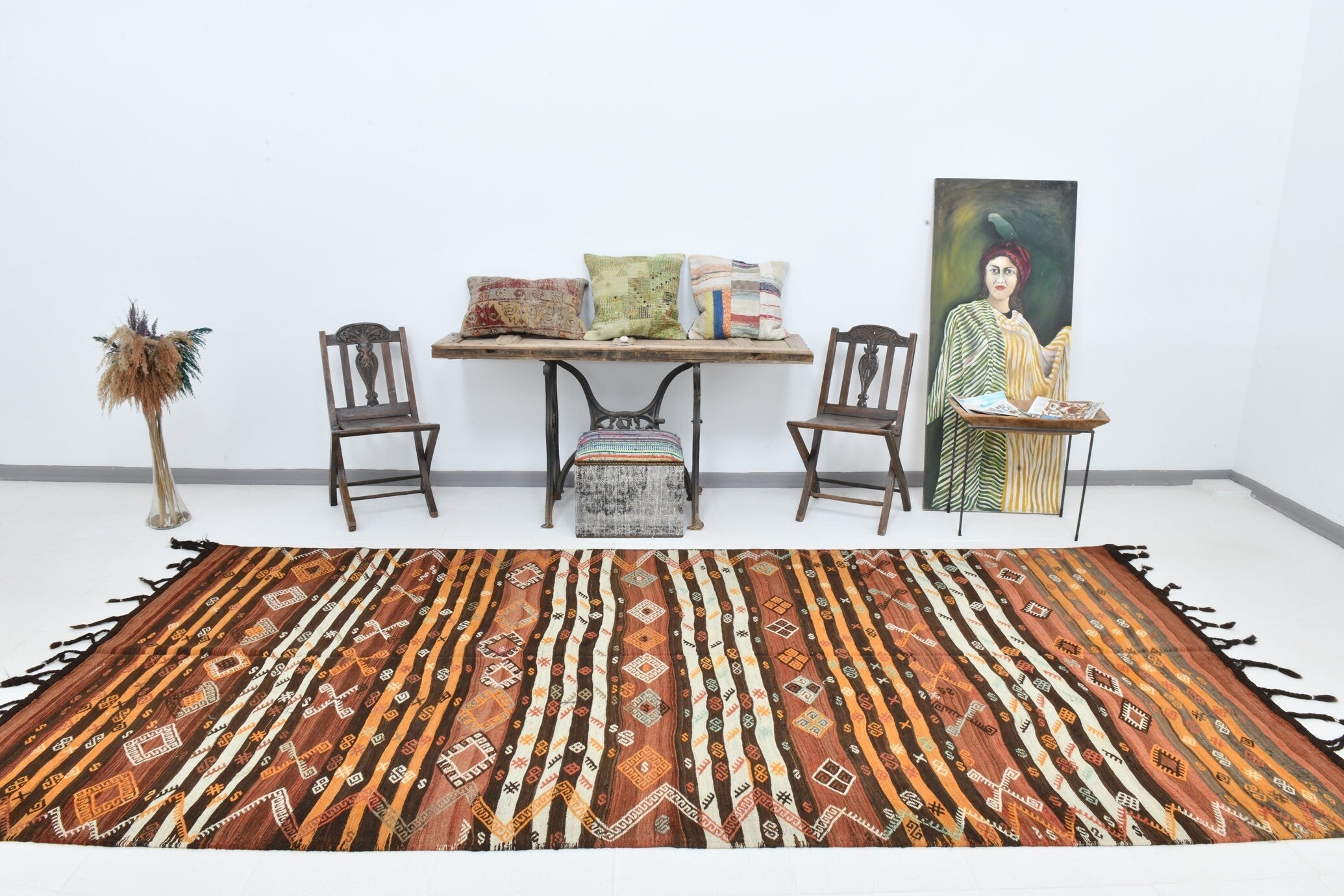 Vintage Kilim Anatolian 5'10" x 12'4" ft