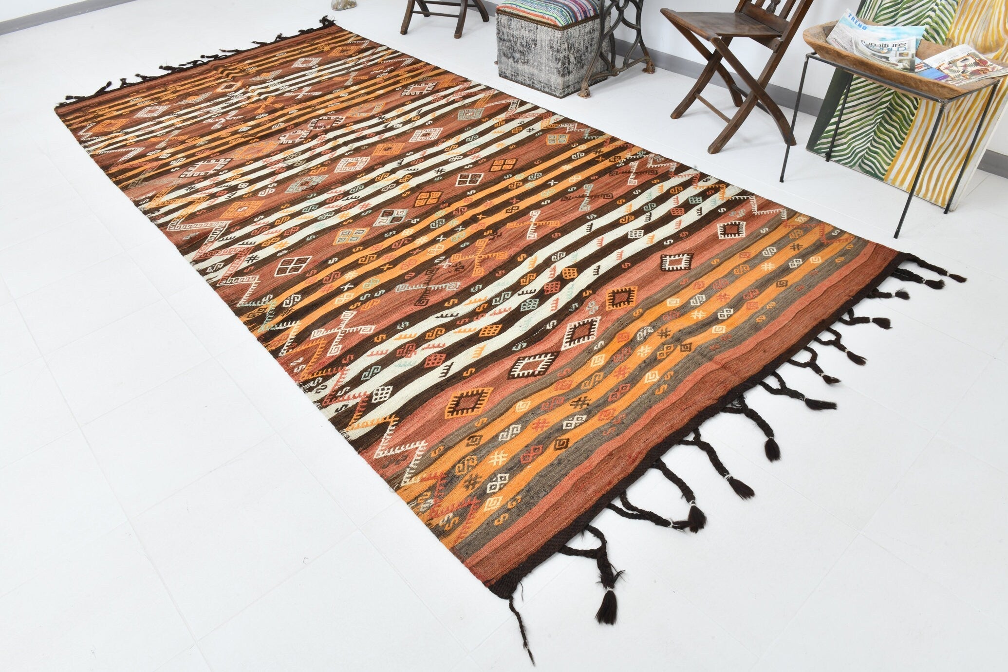 Vintage Kilim Anatolian 5'10" x 12'4" ft