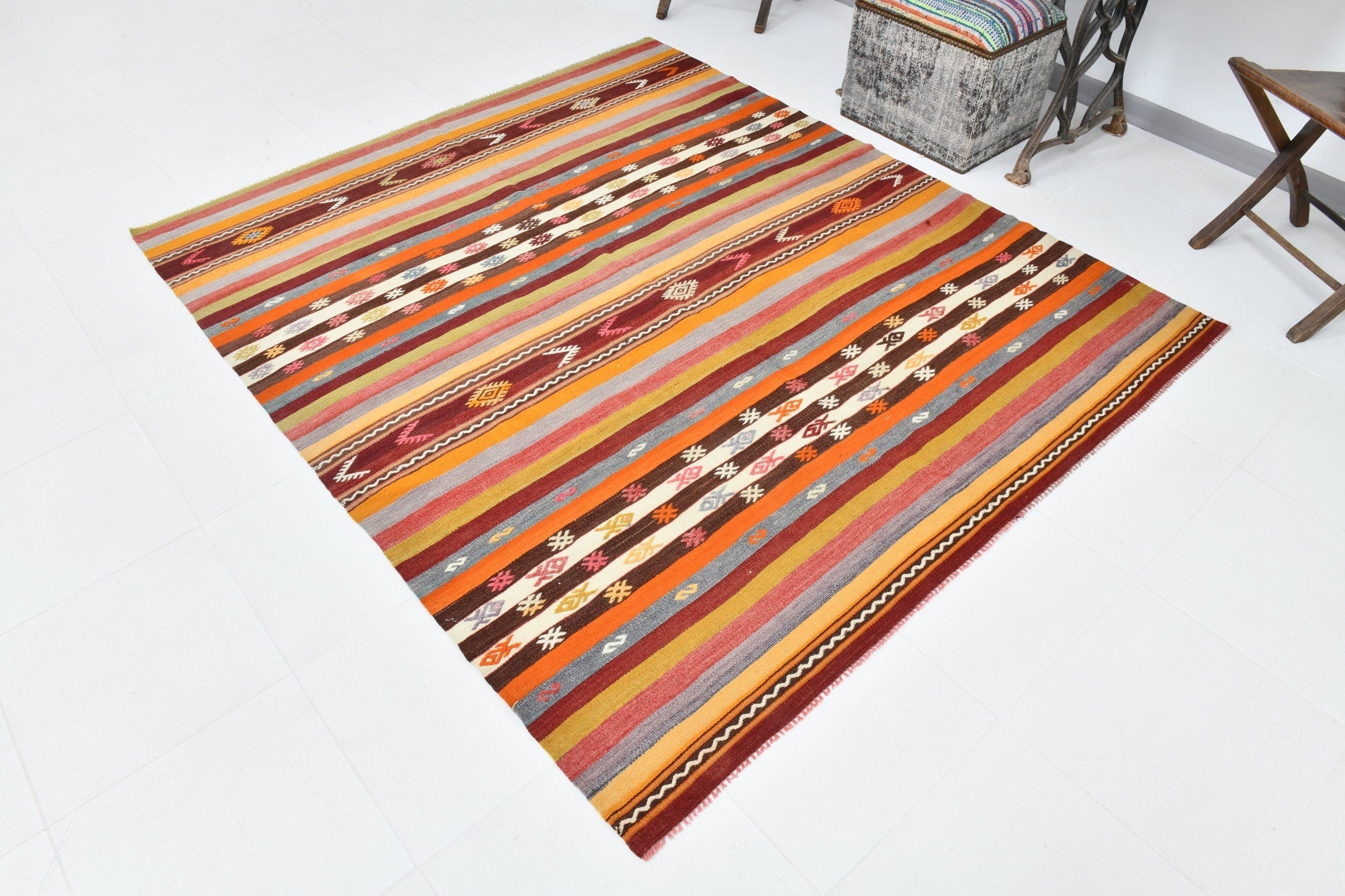 Vintage Kilim Anatolian 5'10" x 6'11" ft