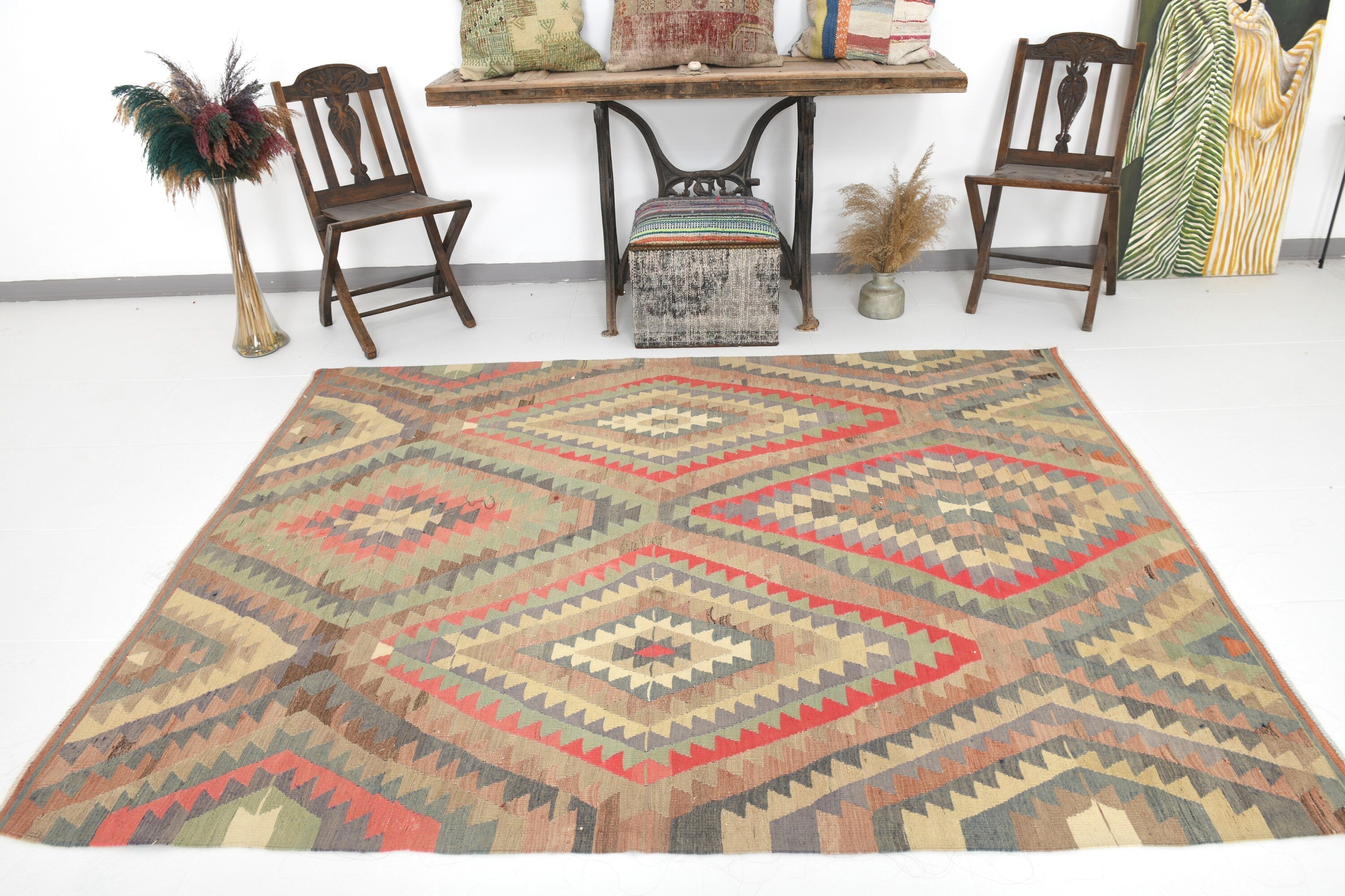 Vintage Kilim Anatolian 5'10" x 7'7" ft