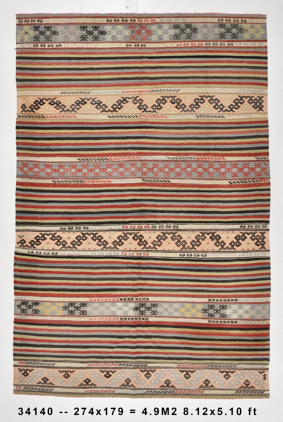 Vintage Kilim Anatolian 5'10" x 8'12" ft