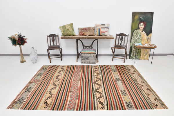 Vintage Kilim Anatolian 5'10" x 8'12" ft