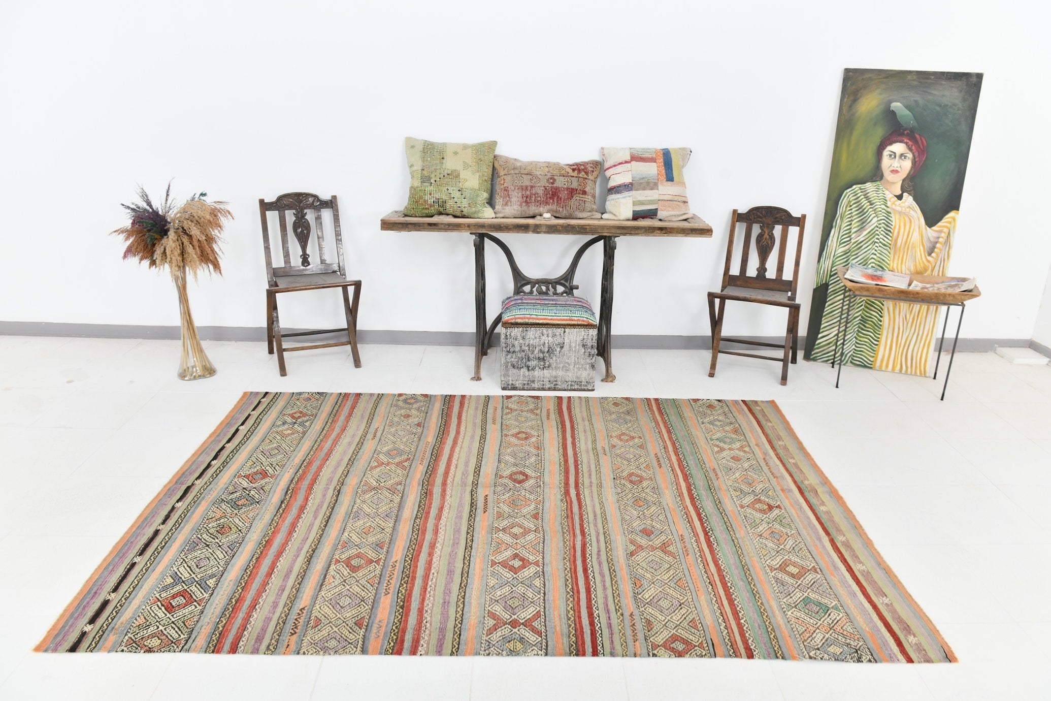 Vintage Kilim Anatolian 5’10’’ x 8’4’’ ft