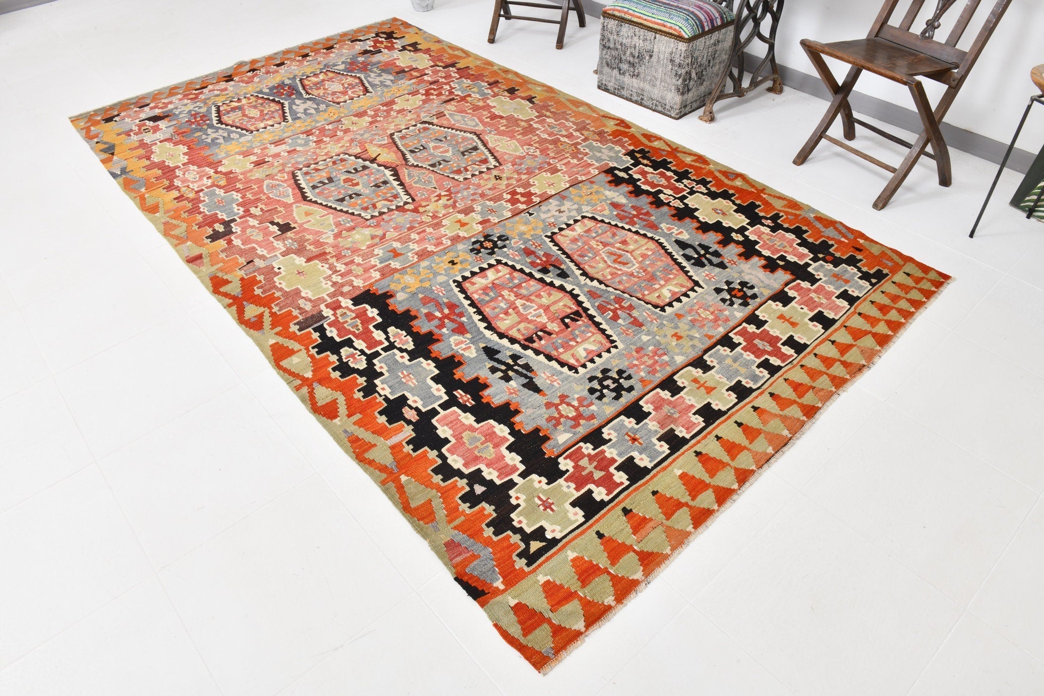 Vintage Kilim Anatolian 5'11" x 10'9" ft