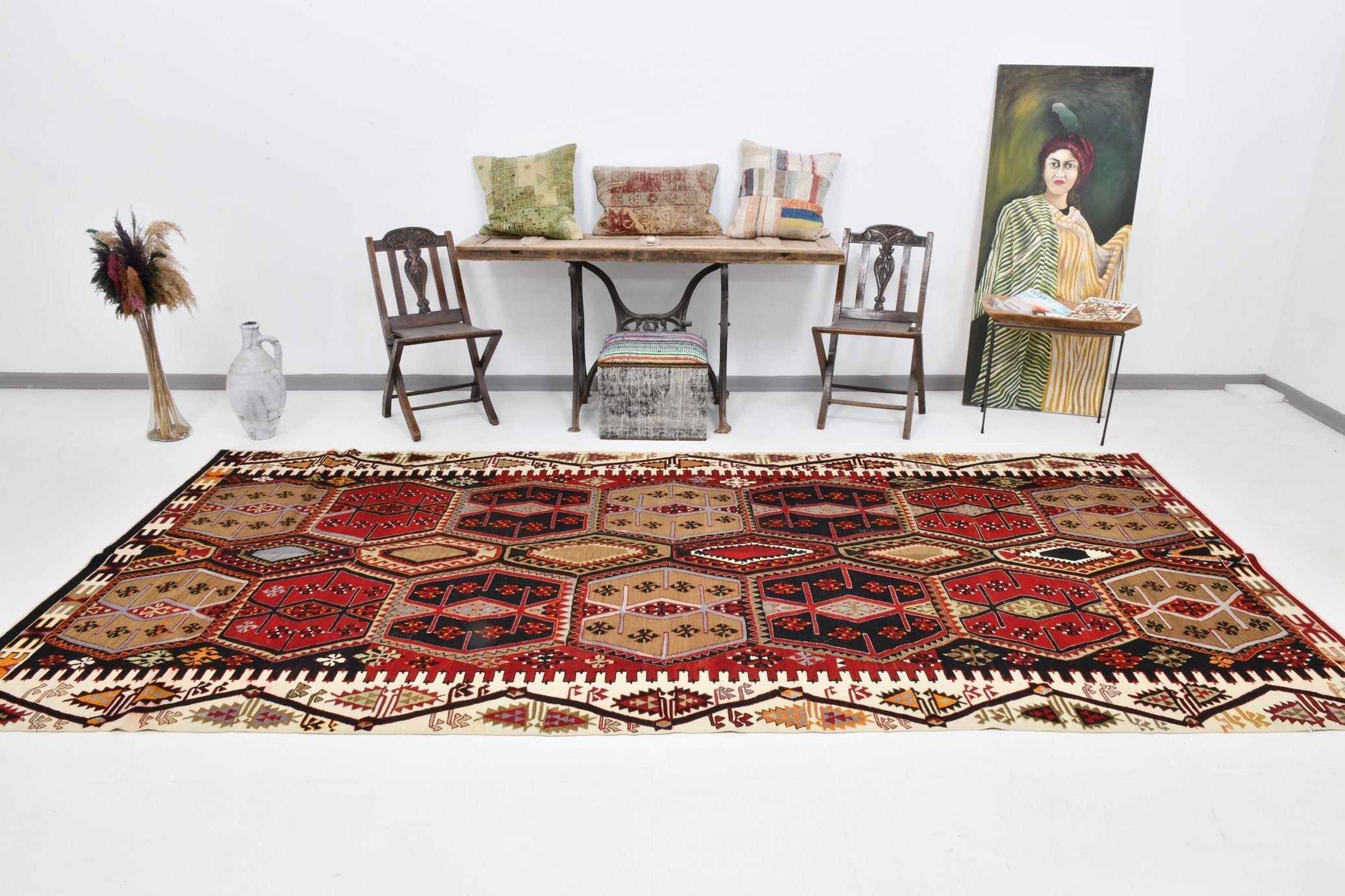 Vintage Kilim Anatolian 5'11" x 12'9" ft