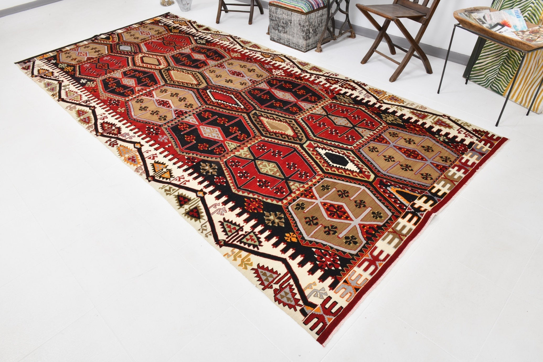Vintage Kilim Anatolian 5'11" x 12'9" ft