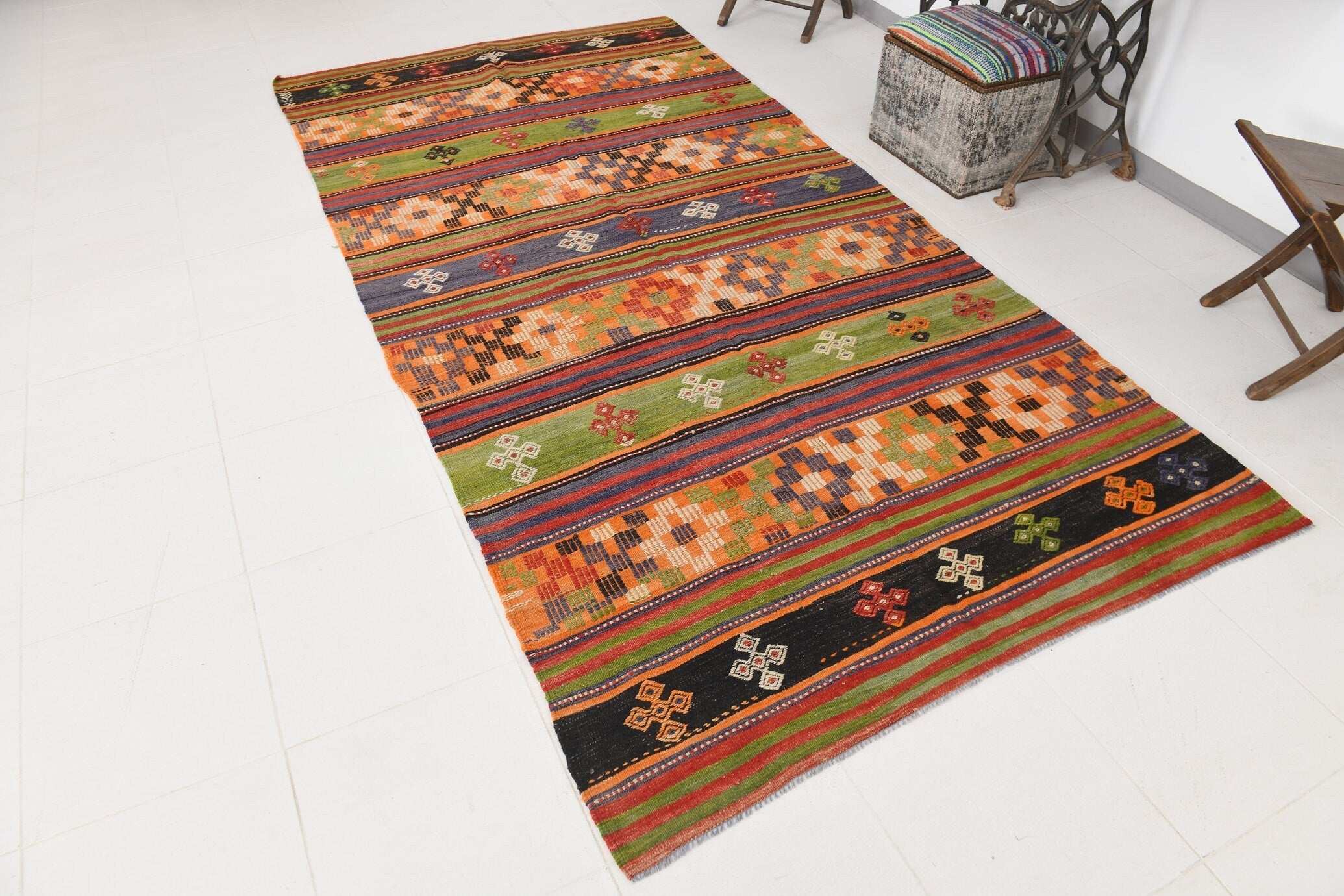 Vintage Kilim Anatolian 5'2" x 10'4" ft