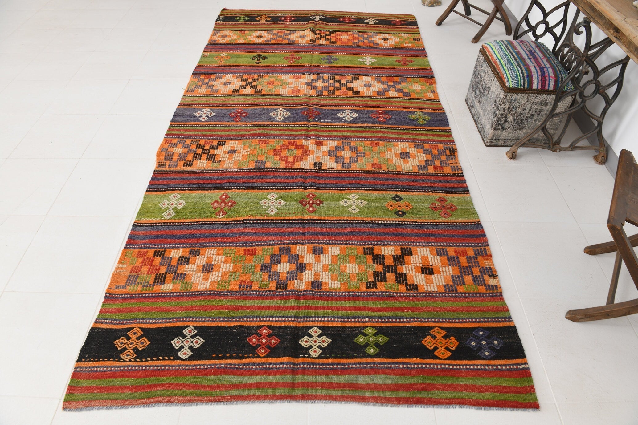 Vintage Kilim Anatolian 5'2" x 10'4" ft