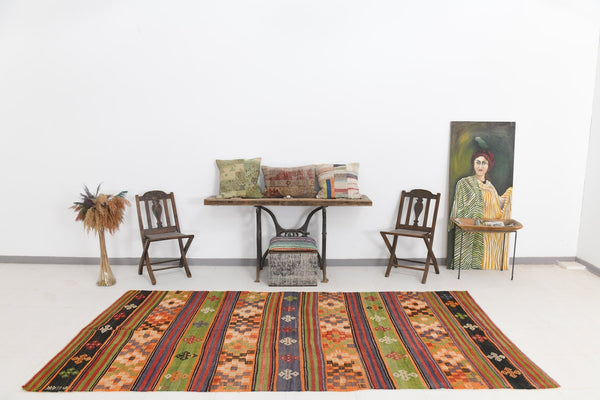 Vintage Kilim Anatolian 5'2" x 10'4" ft