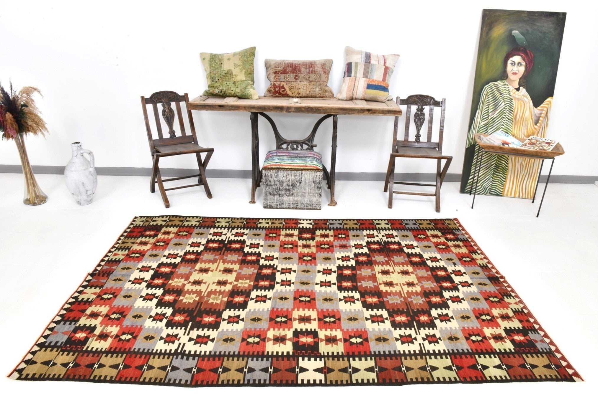 Vintage Kilim Anatolian 5'2" x 6'7" ft