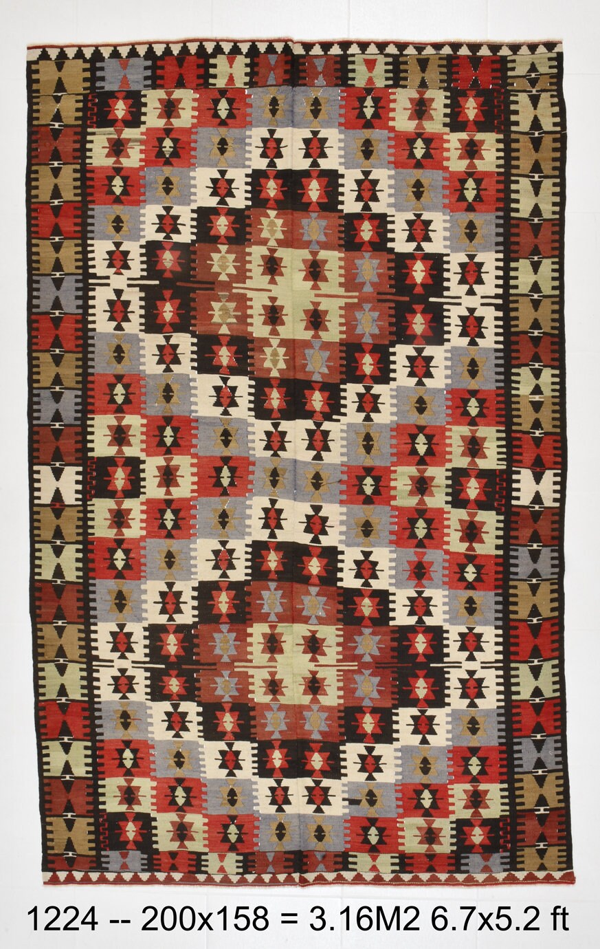 Vintage Kilim Anatolian 5'2" x 6'7" ft