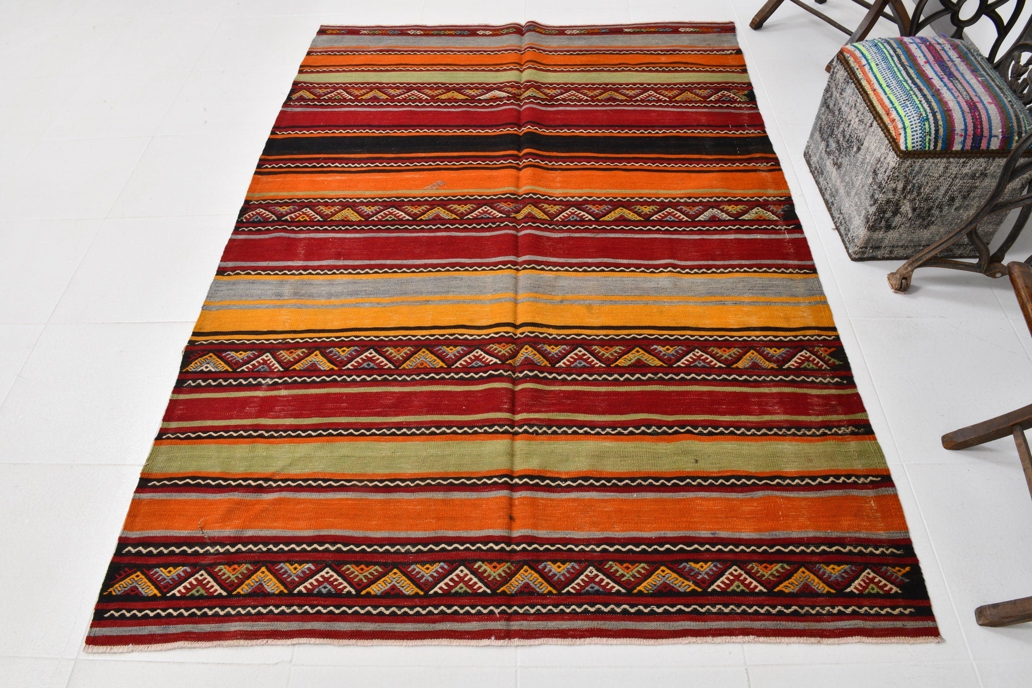 Vintage Kilim Anatolian 5'2" x 7'5" ft