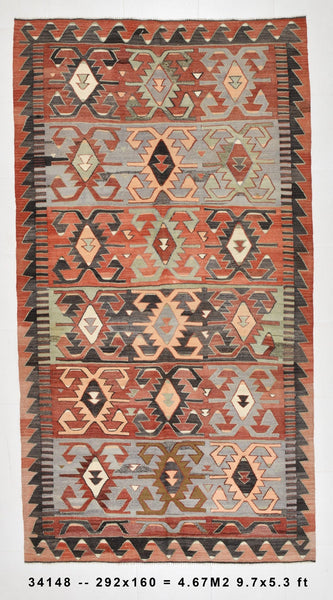 Vintage Kilim Anatolian 5'3" x 9'7" ft
