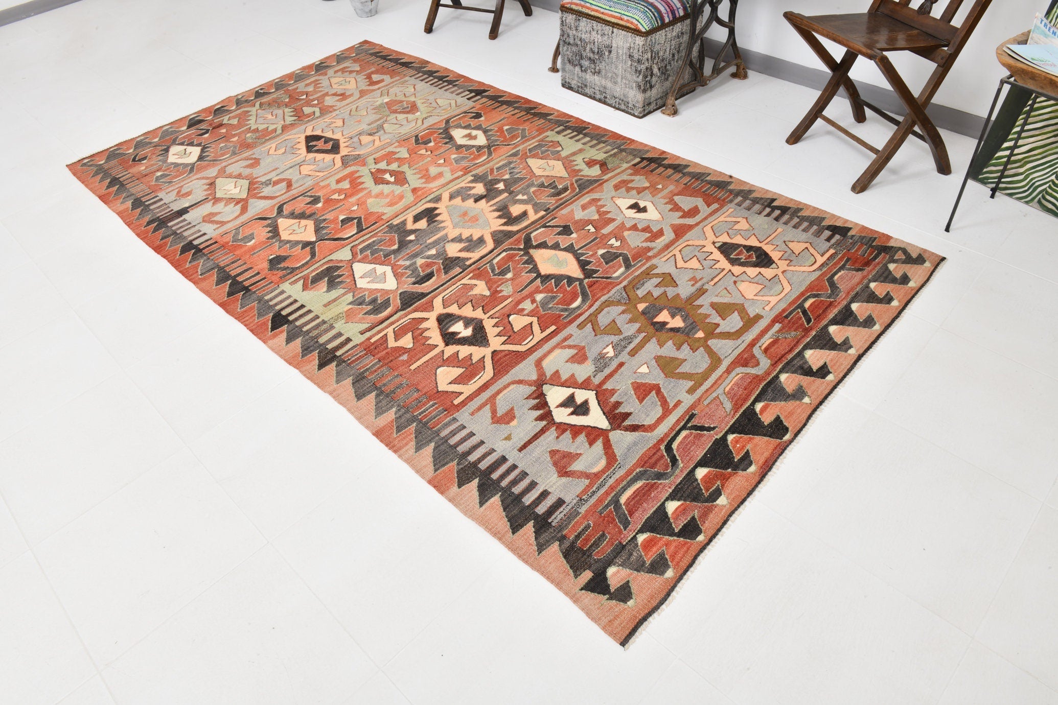 Vintage Kilim Anatolian 5'3" x 9'7" ft